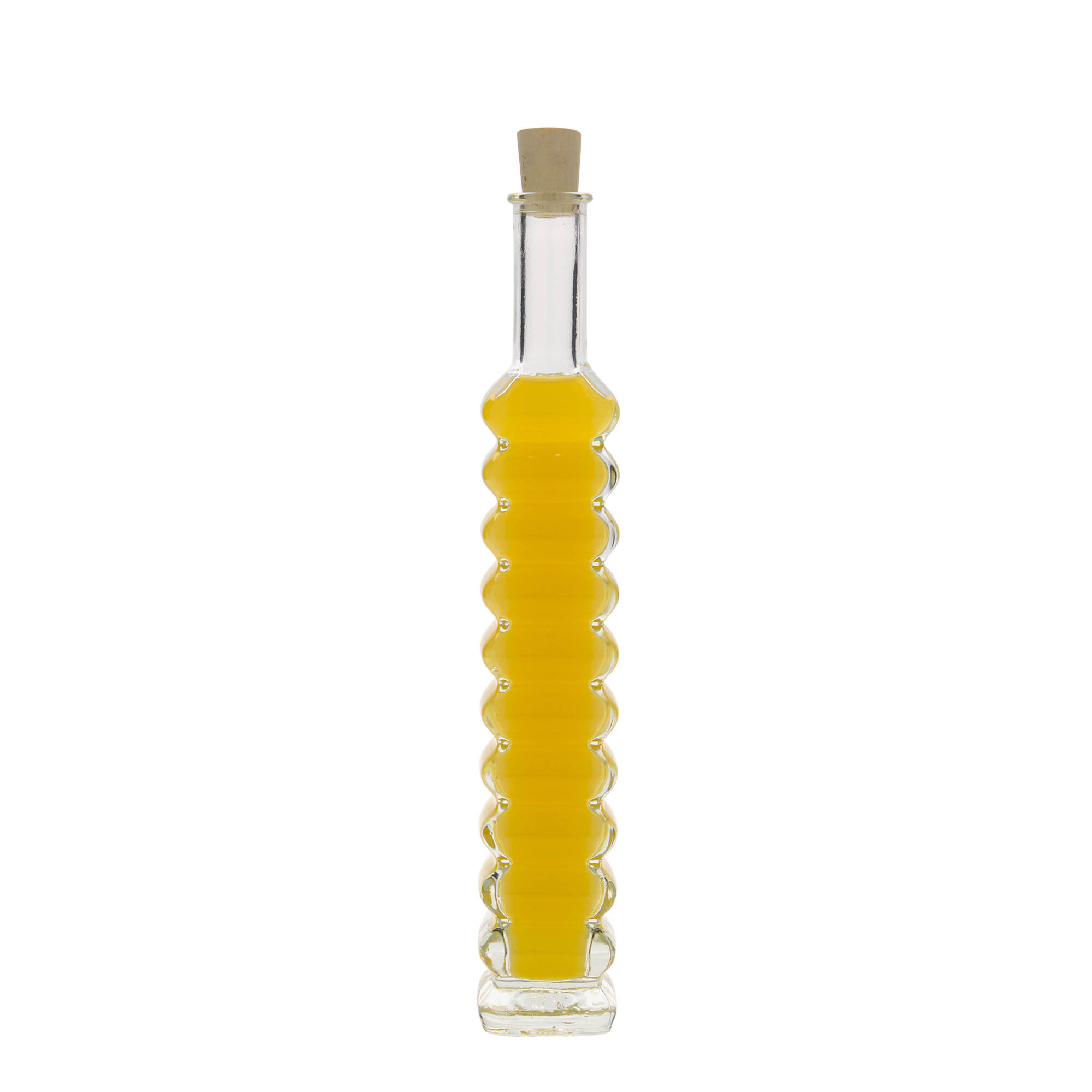 Bottiglia di vetro da 100 ml 'Roma', quadrata, bocca: sughero Bottiglia di vetro da 100 ml 'Roma', quadrata, bocca: sughero
