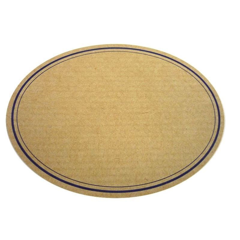Etichetta naturale, ovale, carta, blu-marrone