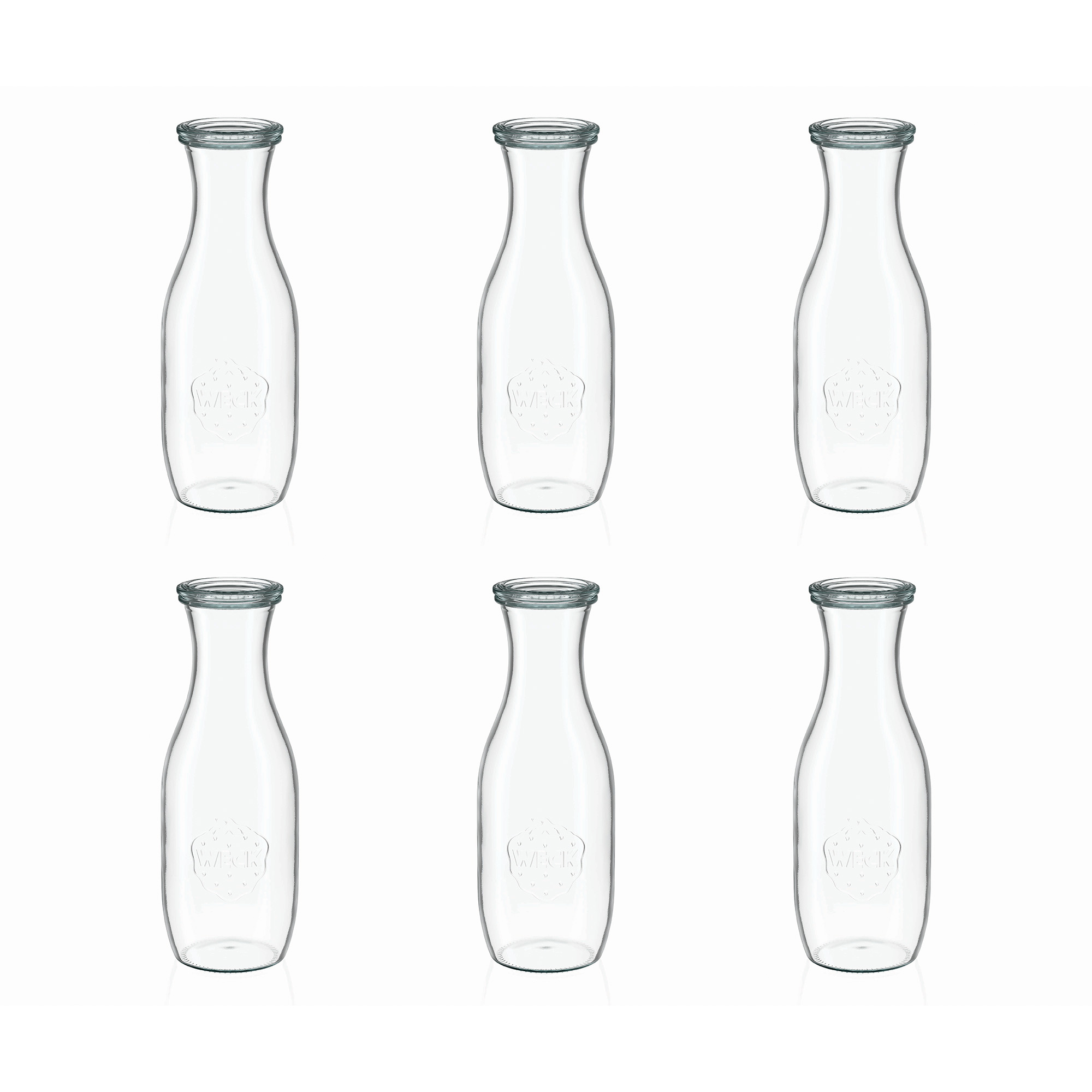 6x 1000 ml bottiglia per succo WECK con coperchio in vetro RR 60