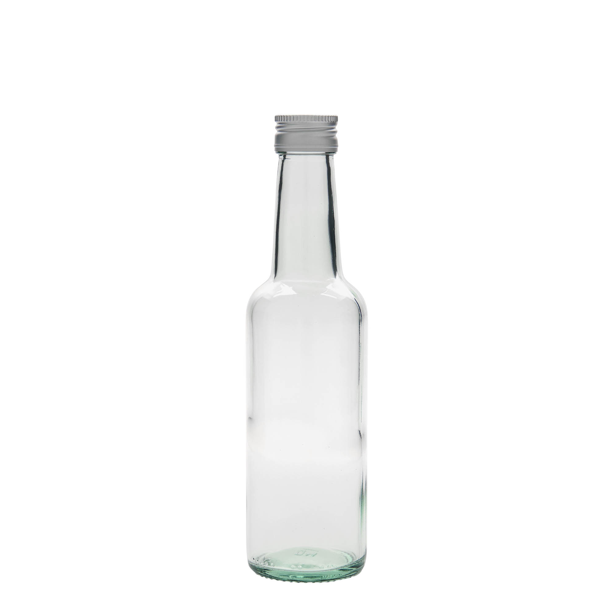 Bottiglia di vetro da 250 ml con collo dritto, bocca: PP 28 Bottiglia di vetro da 250 ml con collo dritto, bocca: PP 28
