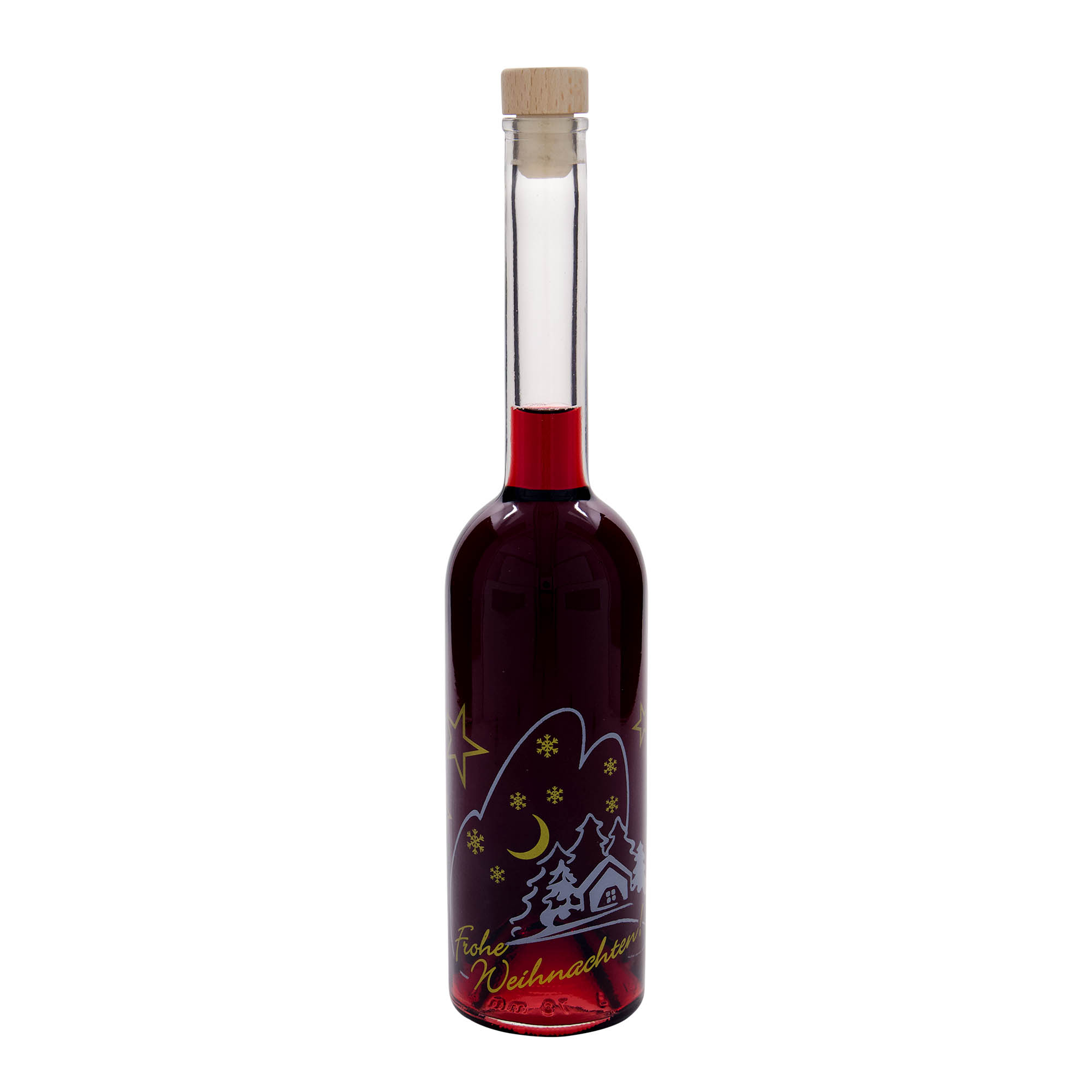 Bottiglia di vetro 500 ml 'Opera', motivo: Idillio natalizio, bocca: Sughero Bottiglia di vetro 500 ml 'Opera', motivo: Idillio natalizio, bocca: Sughero