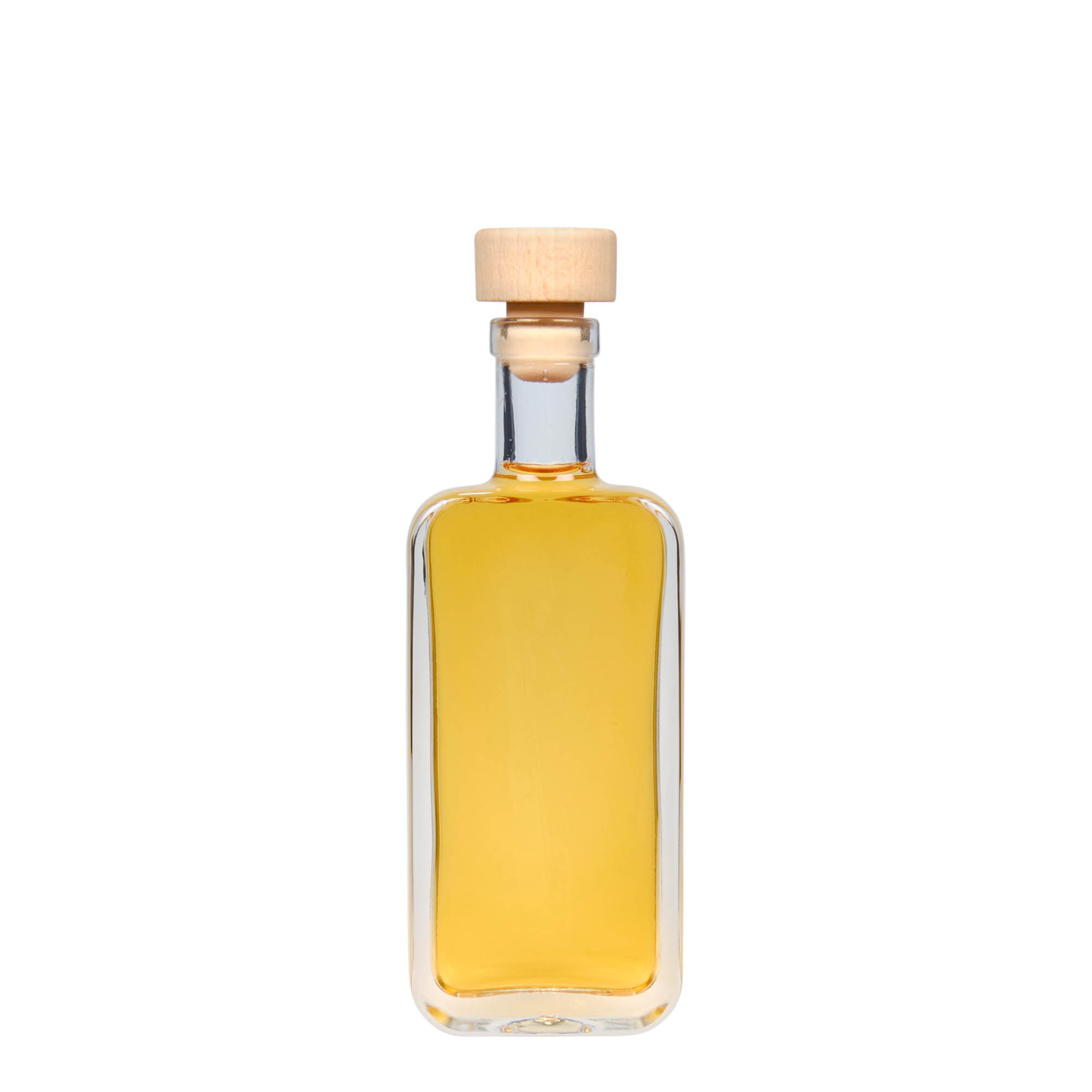 Bottiglia di vetro da 100 ml 'Nice', rettangolare, bocca: sughero Bottiglia di vetro da 100 ml 'Nice', rettangolare, bocca: sughero