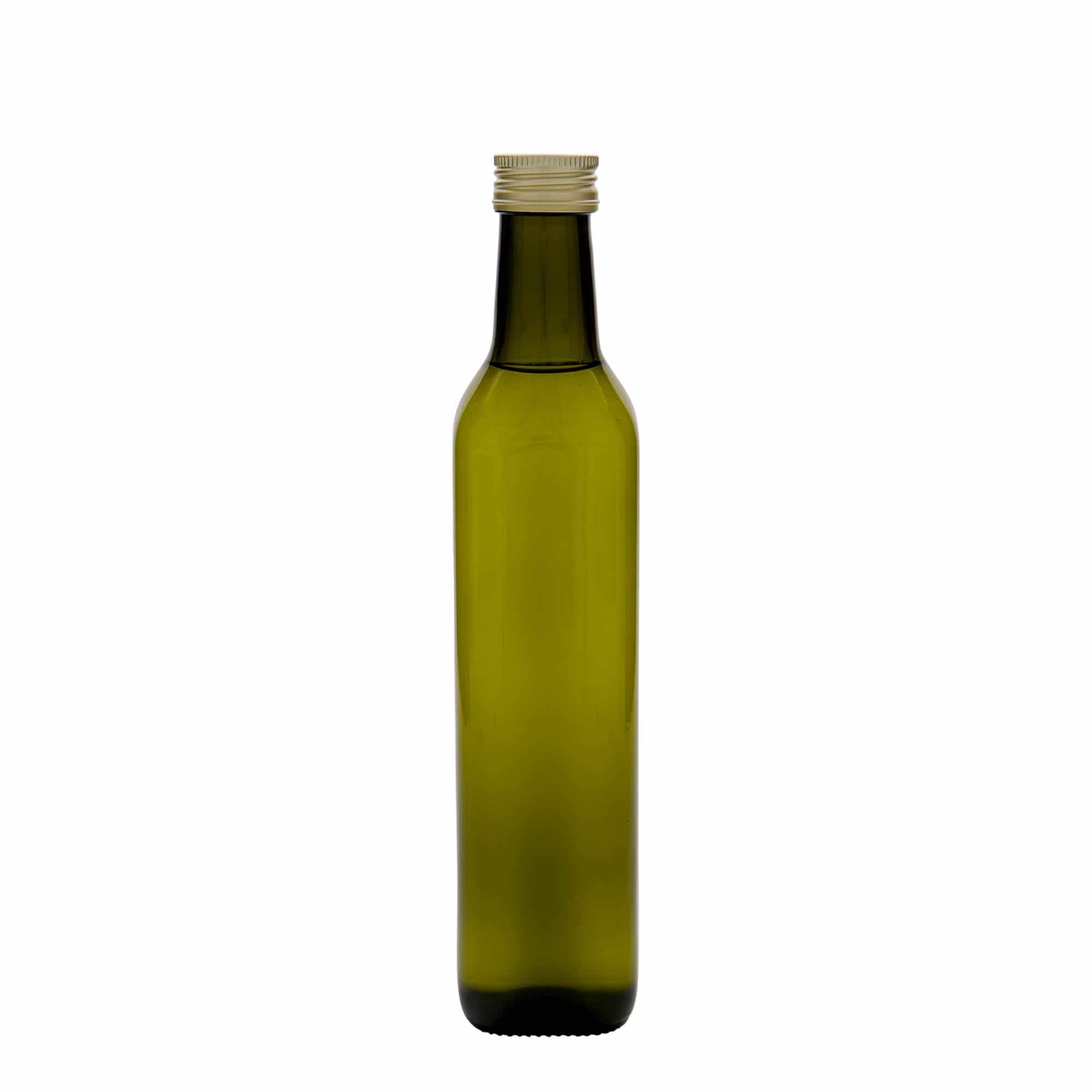 500 ml Bottiglia 'Marasca', vetro, quadrata, verde antico, imboccatura: PP 31,5