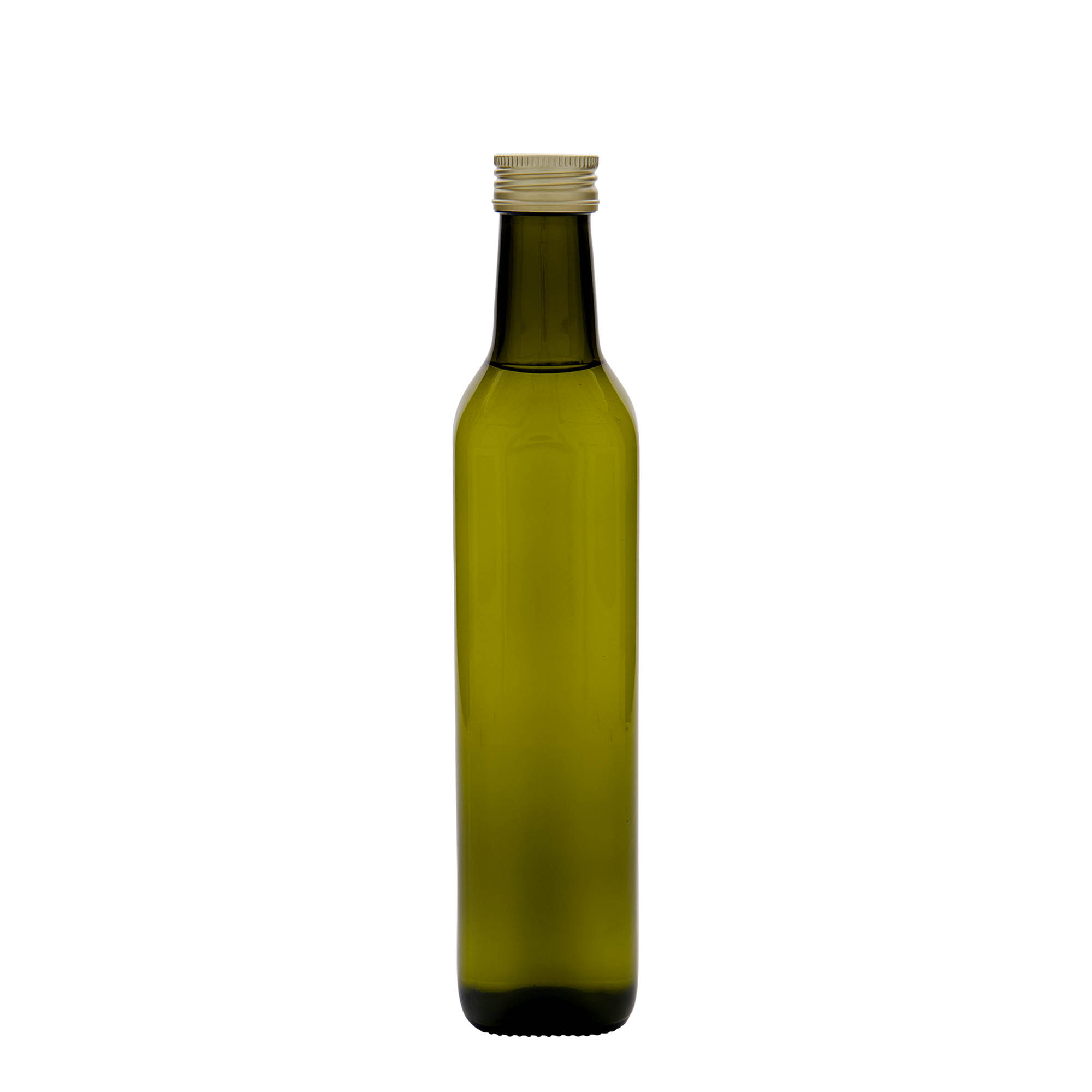 Bottiglia di vetro da 500 ml 'Marasca', quadrata, verde antico, bocca: PP 31,5 Bottiglia di vetro da 500 ml 'Marasca', quadrata, verde antico, bocca: PP 31,5
