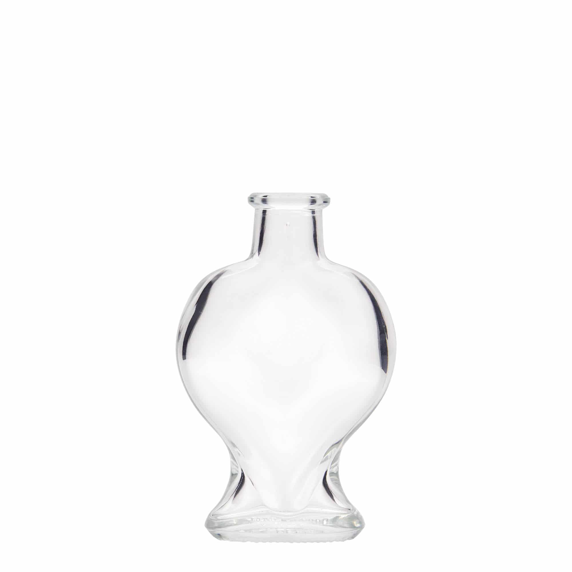 100 ml Bottiglia di vetro 'Cuore', imboccatura: fascetta 100 ml Bottiglia di vetro 'Cuore', imboccatura: fascetta
