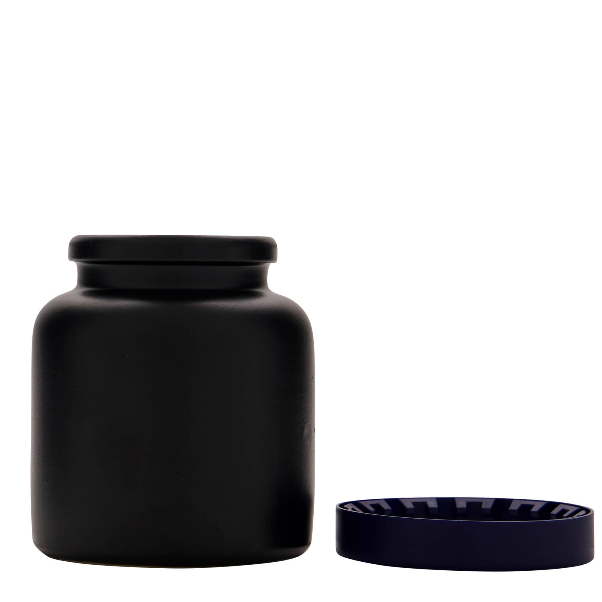 270 ml vaso in gres, ceramica, nero, bocca: coperchio a calotta
