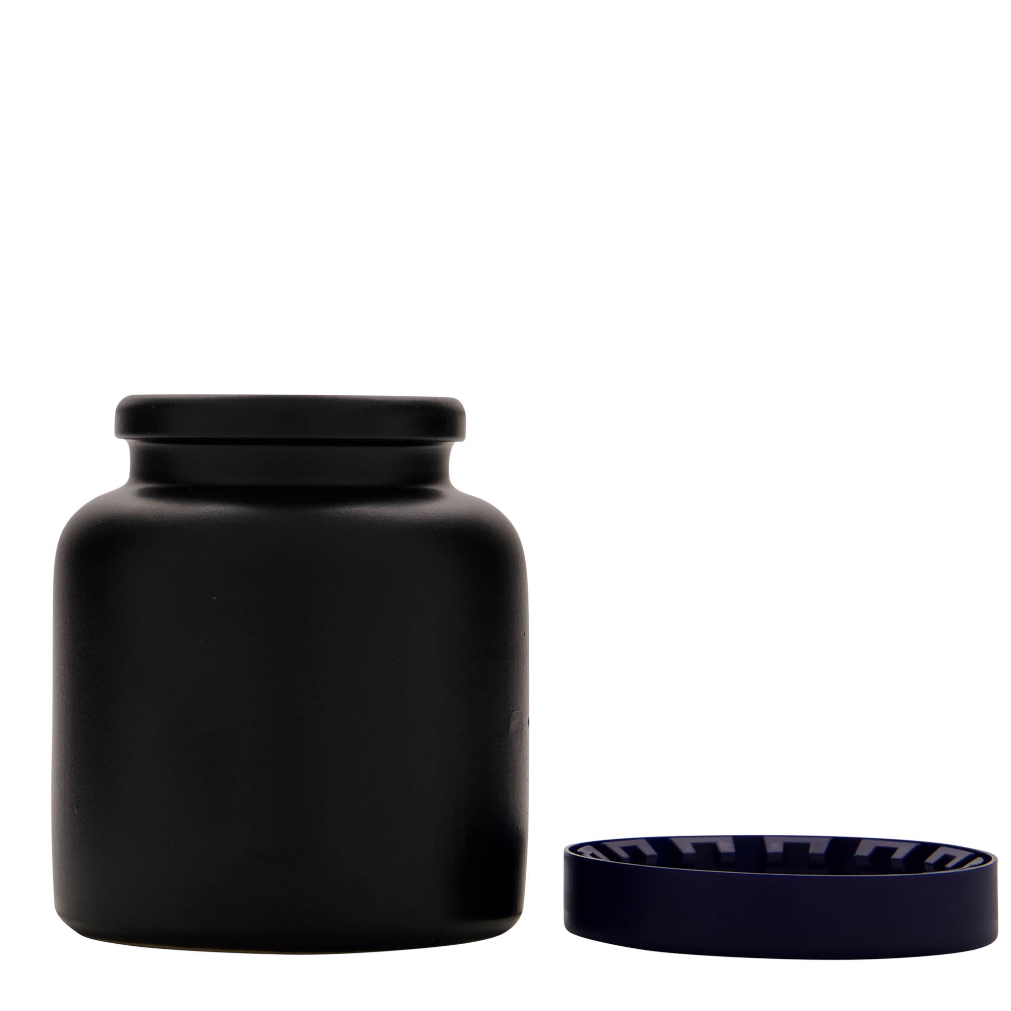 270 ml vaso in gres, ceramica, nero, bocca: coperchio a calotta
