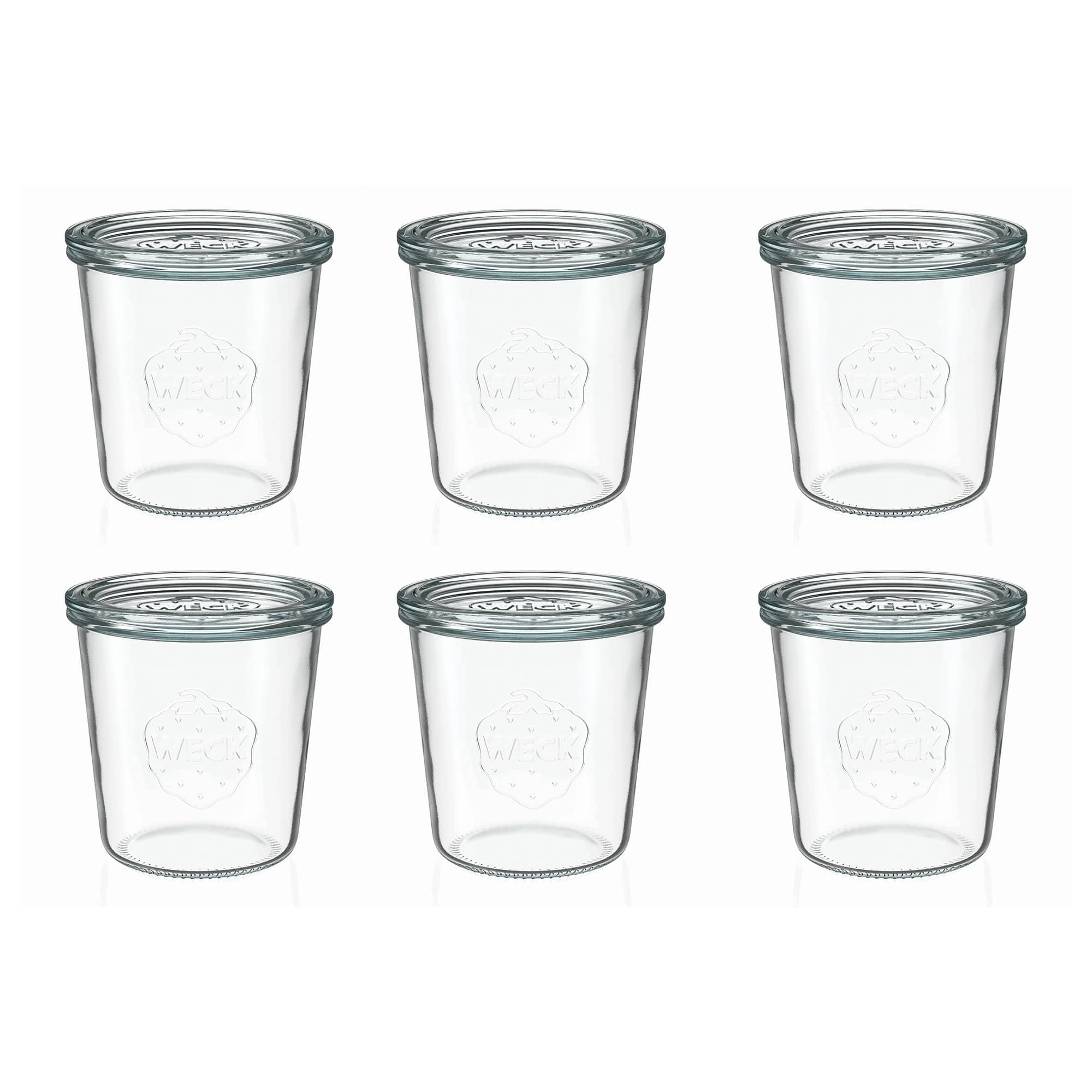 6x 580 ml vaso WECK a bocca larga con coperchio in vetro RR 100