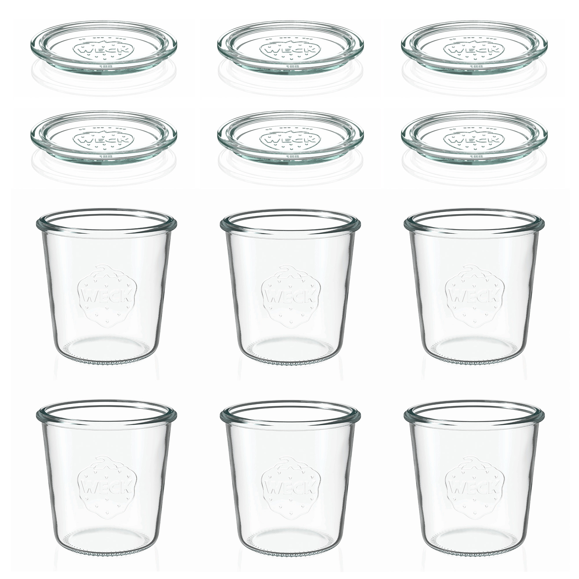 6x 580 ml vaso WECK a bocca larga con coperchio in vetro RR 100