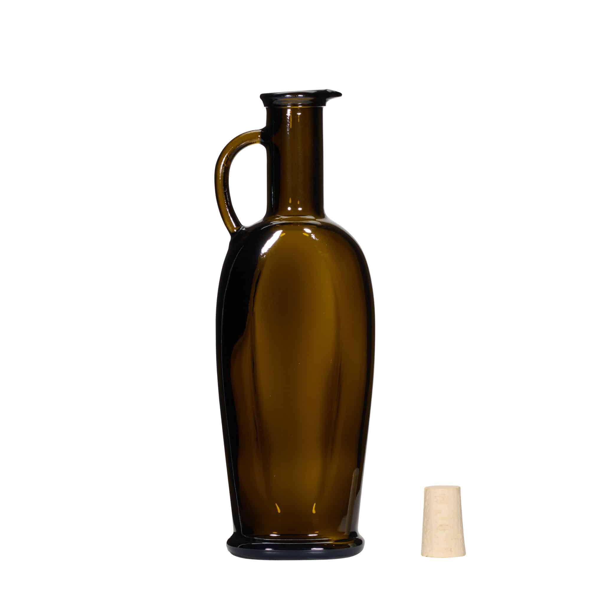 250 ml Bottiglia di vetro 'Eleganza', ovale, verde antico, imboccatura: fascetta