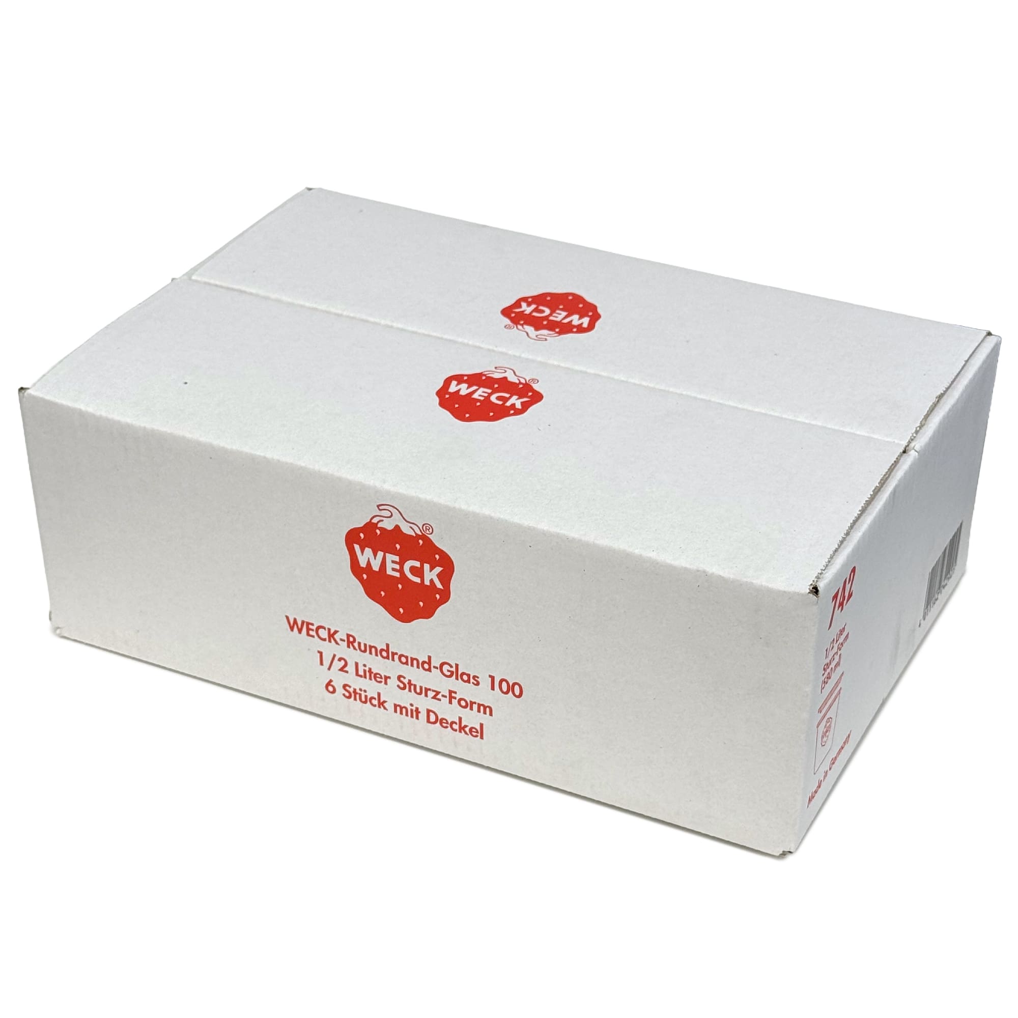 6x 580 ml vaso WECK a bocca larga con coperchio in vetro RR 100