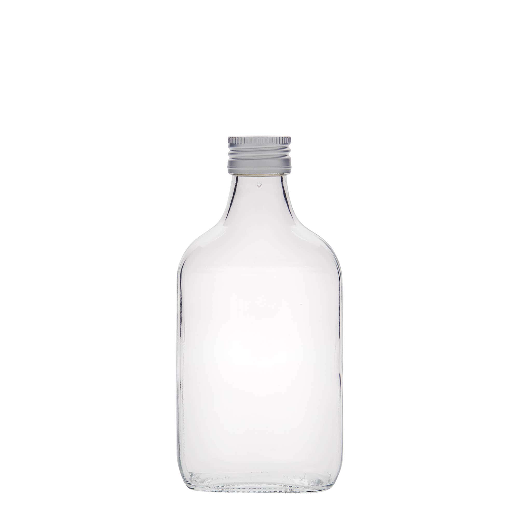 200 ml Fiaschetta tascabile, rettangolare, vetro, imboccatura: PP 28
