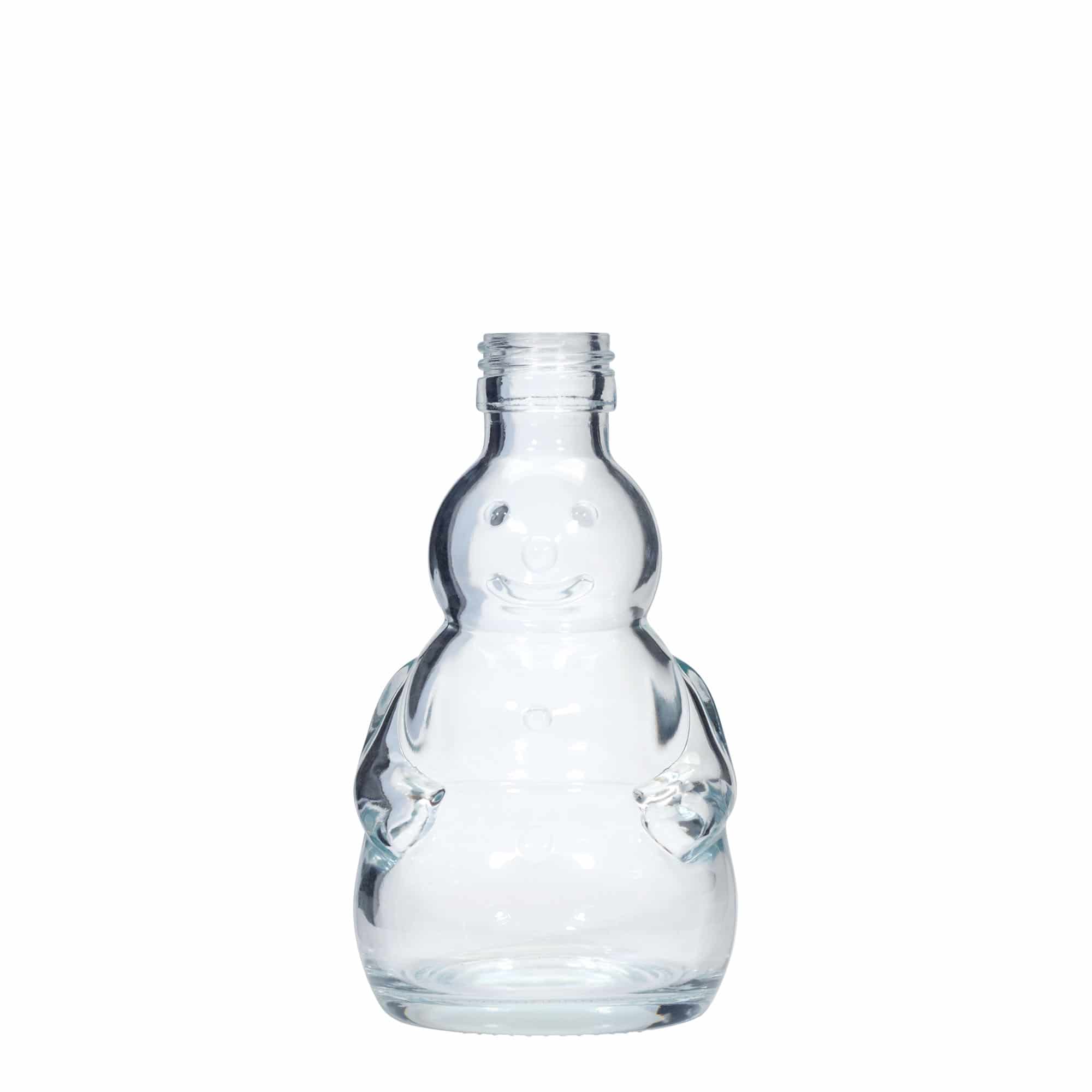 Bottiglia di vetro da 200 ml 'Pupazzo di neve', bocca: PP 28 Bottiglia di vetro da 200 ml 'Pupazzo di neve', bocca: PP 28