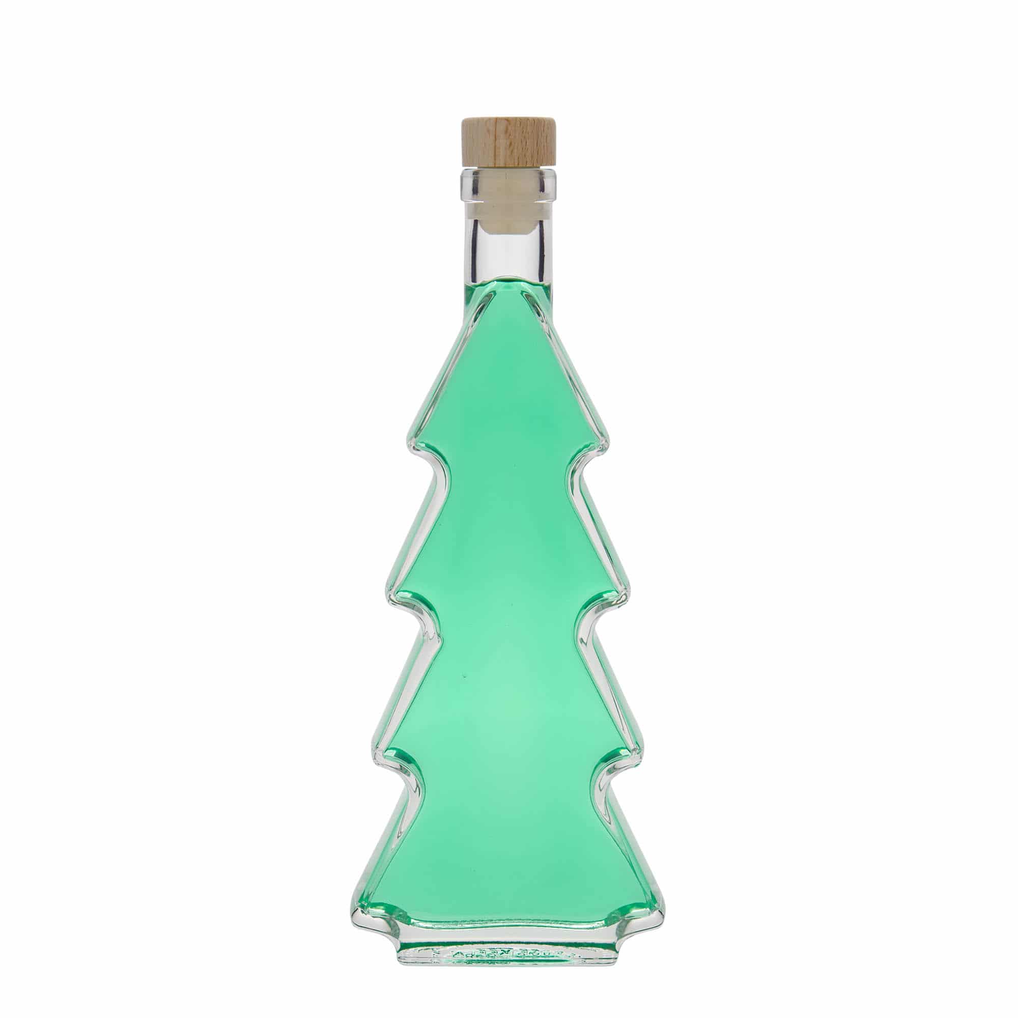 Bottiglia di vetro da 350 ml 'Albero di Natale', bocca: sughero