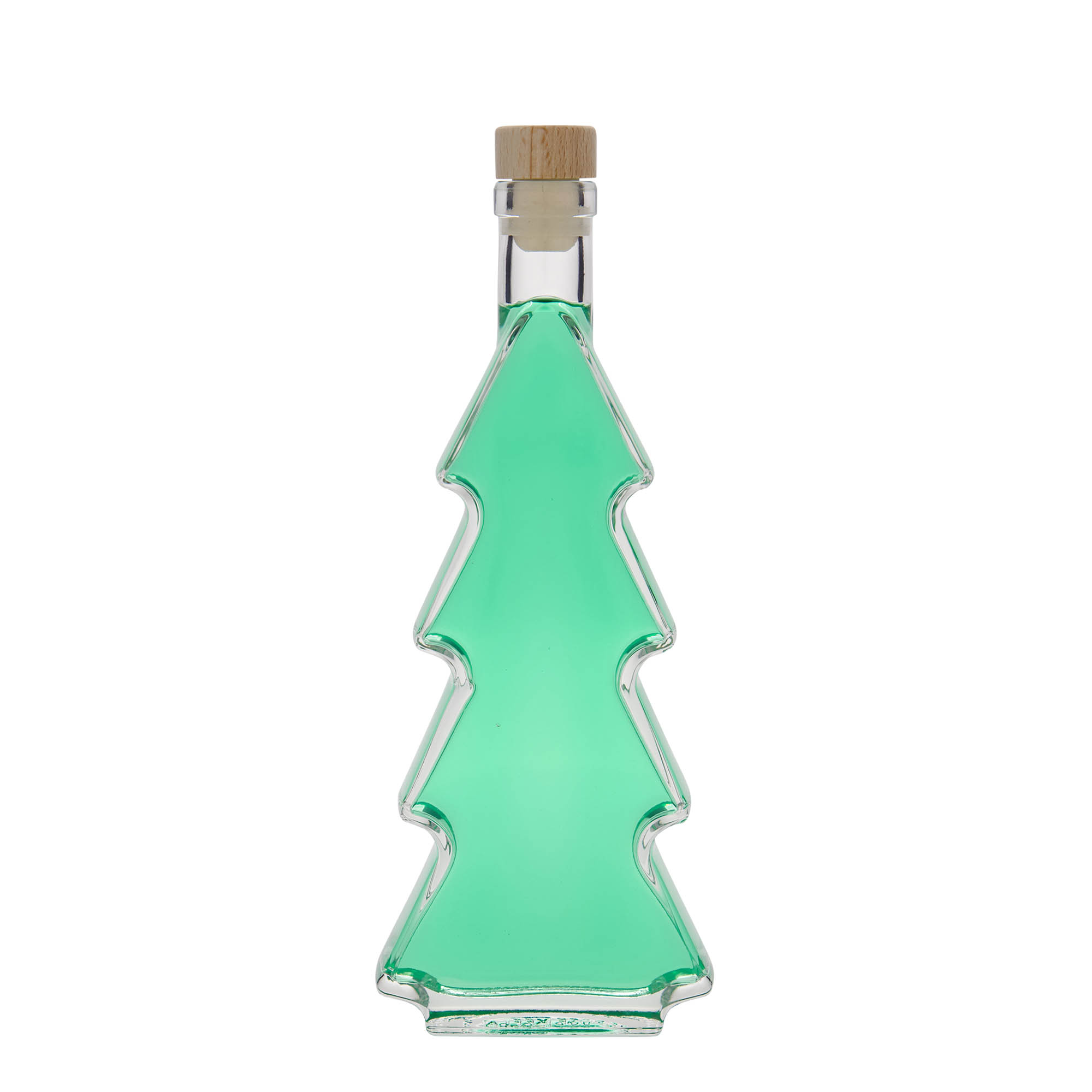 Bottiglia di vetro da 350 ml 'Albero di Natale', bocca: sughero