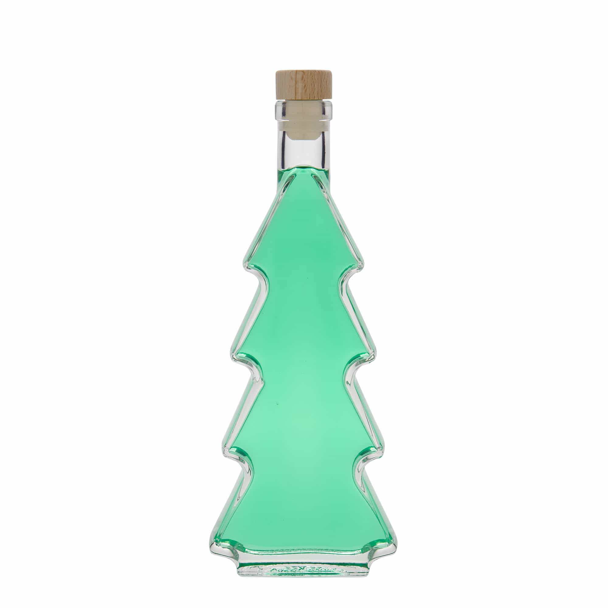 Bottiglia di vetro da 350 ml 'Albero di Natale', bocca: sughero