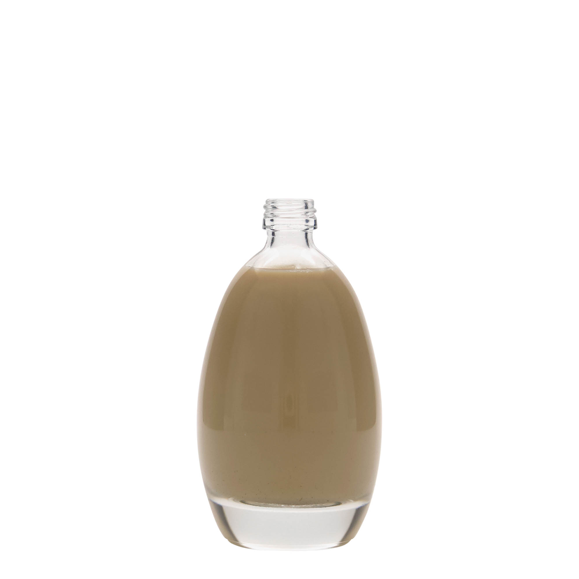 Bottiglia di vetro da 100 ml 'Uovo', bocca: PP 18 Bottiglia di vetro da 100 ml 'Uovo', bocca: PP 18
