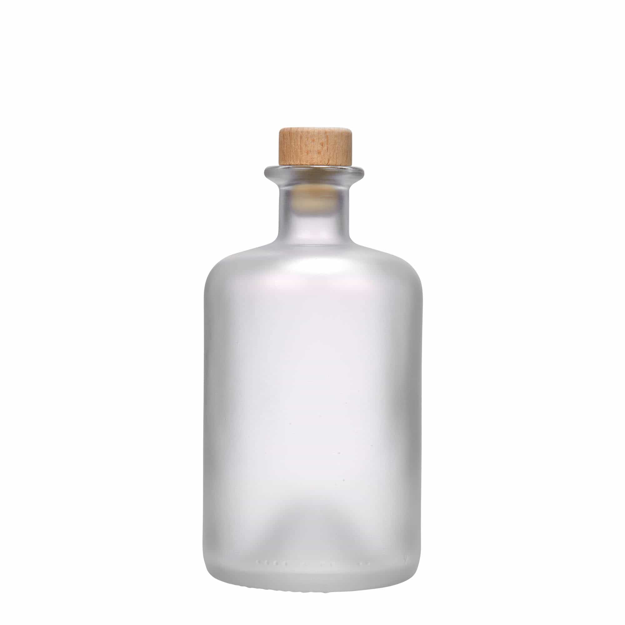 500 ml Bottiglia da farmacia, vetro, effetto ghiaccio, imboccatura: fascetta
