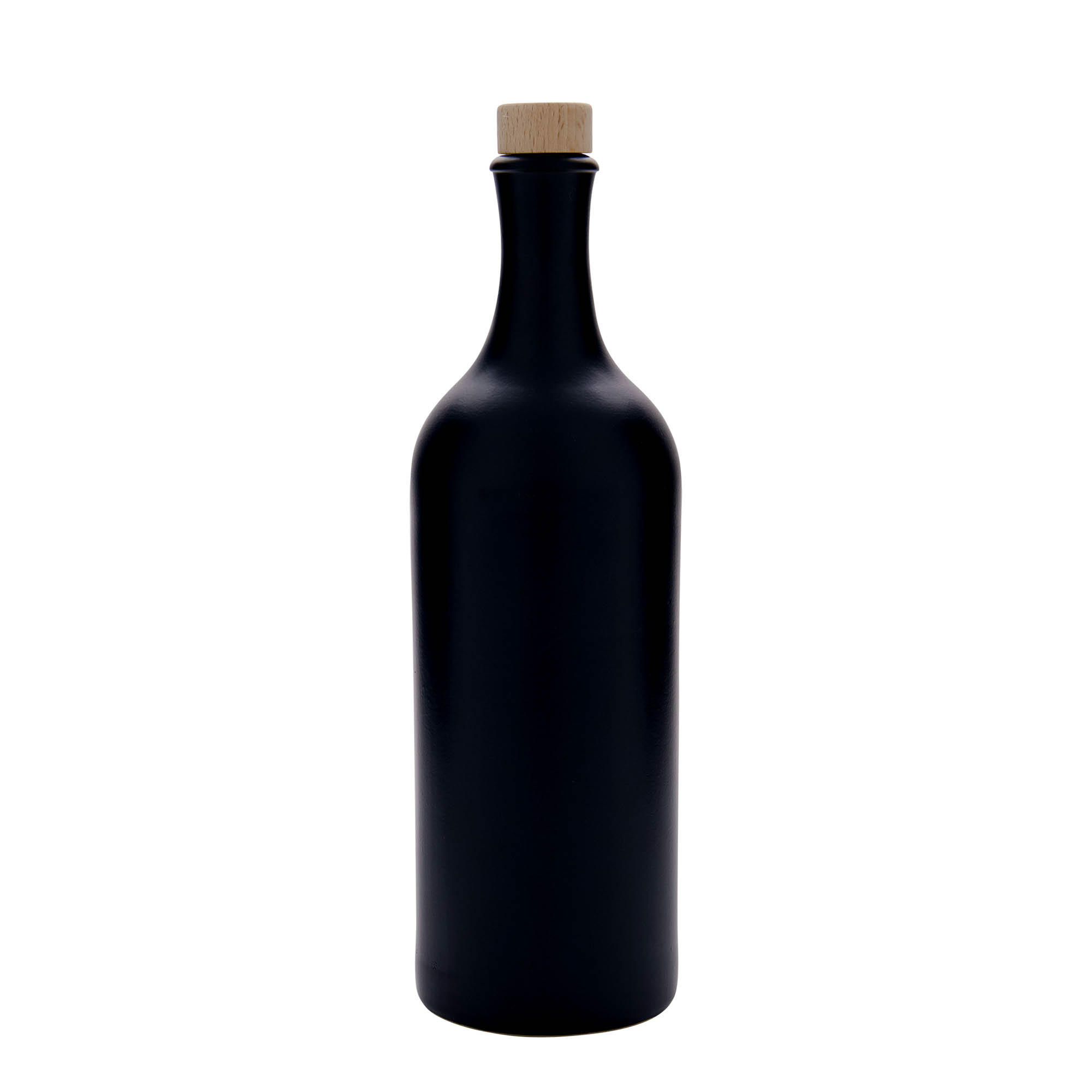 Brocca in terracotta da 750 ml, collo lungo, gres, nero, bocca: sughero