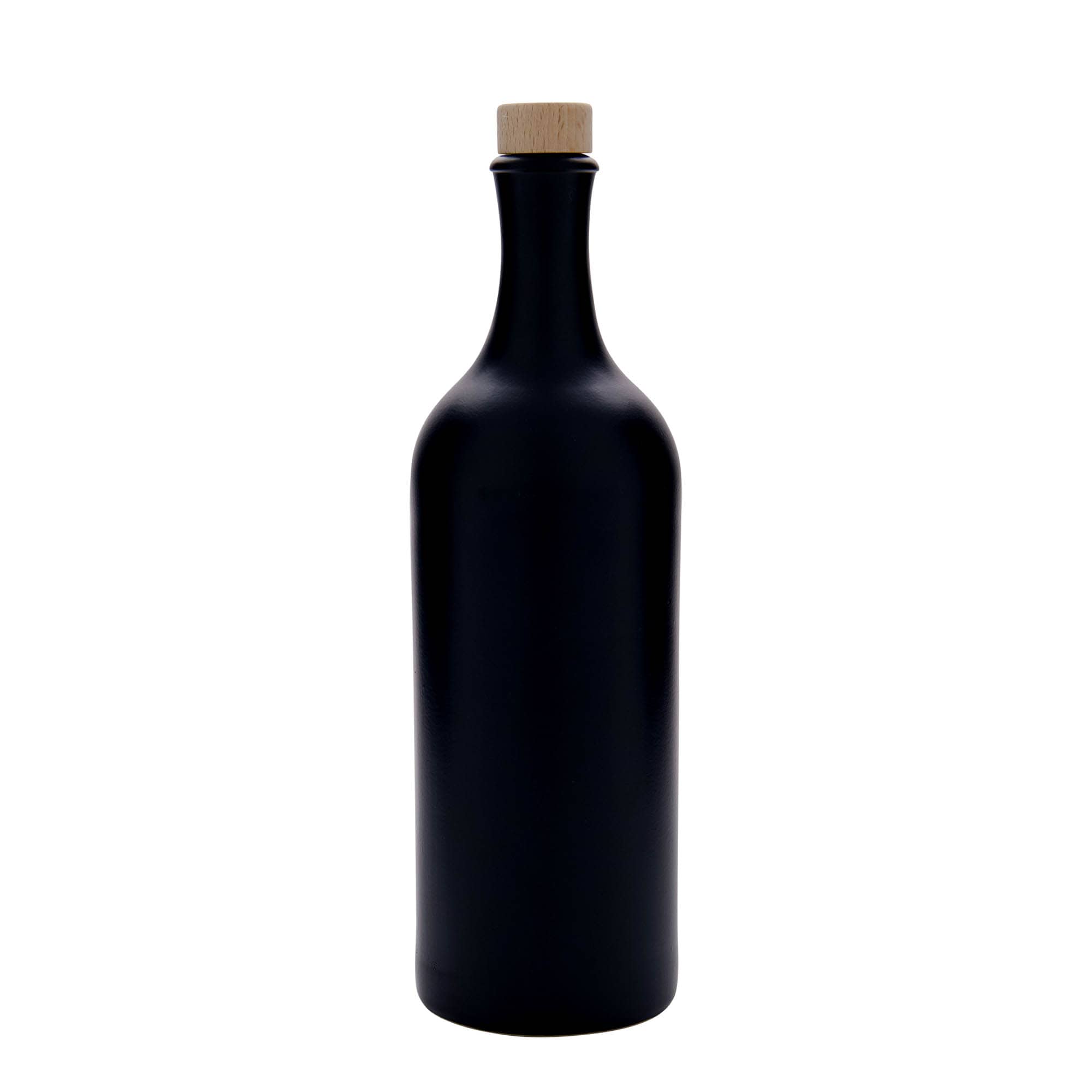 Brocca in terracotta da 750 ml, collo lungo, gres, nero, bocca: sughero