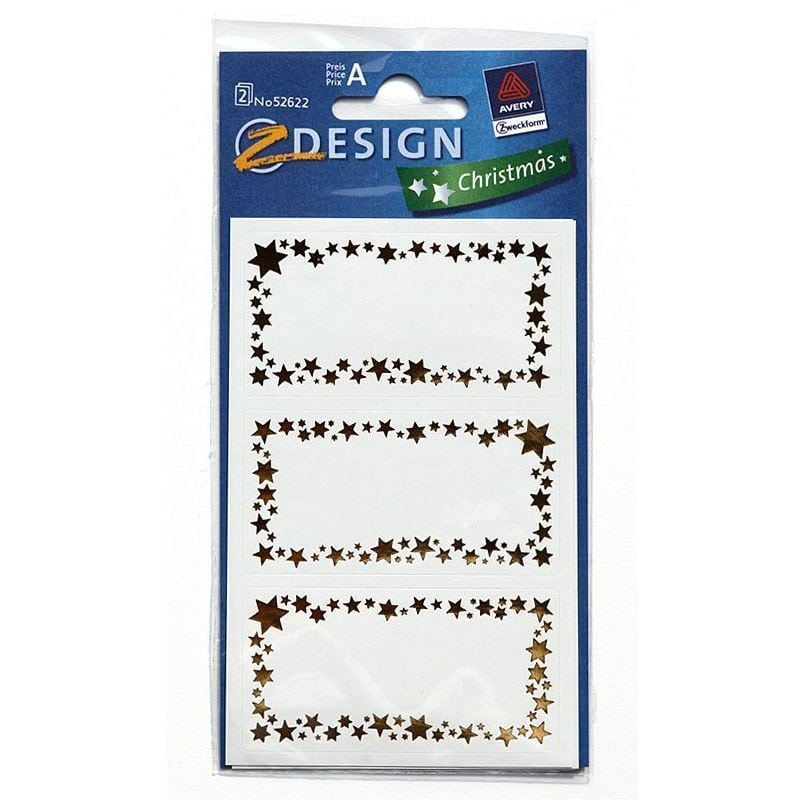 Etichette Zweckform 'Cornice a stelle', carta, oro