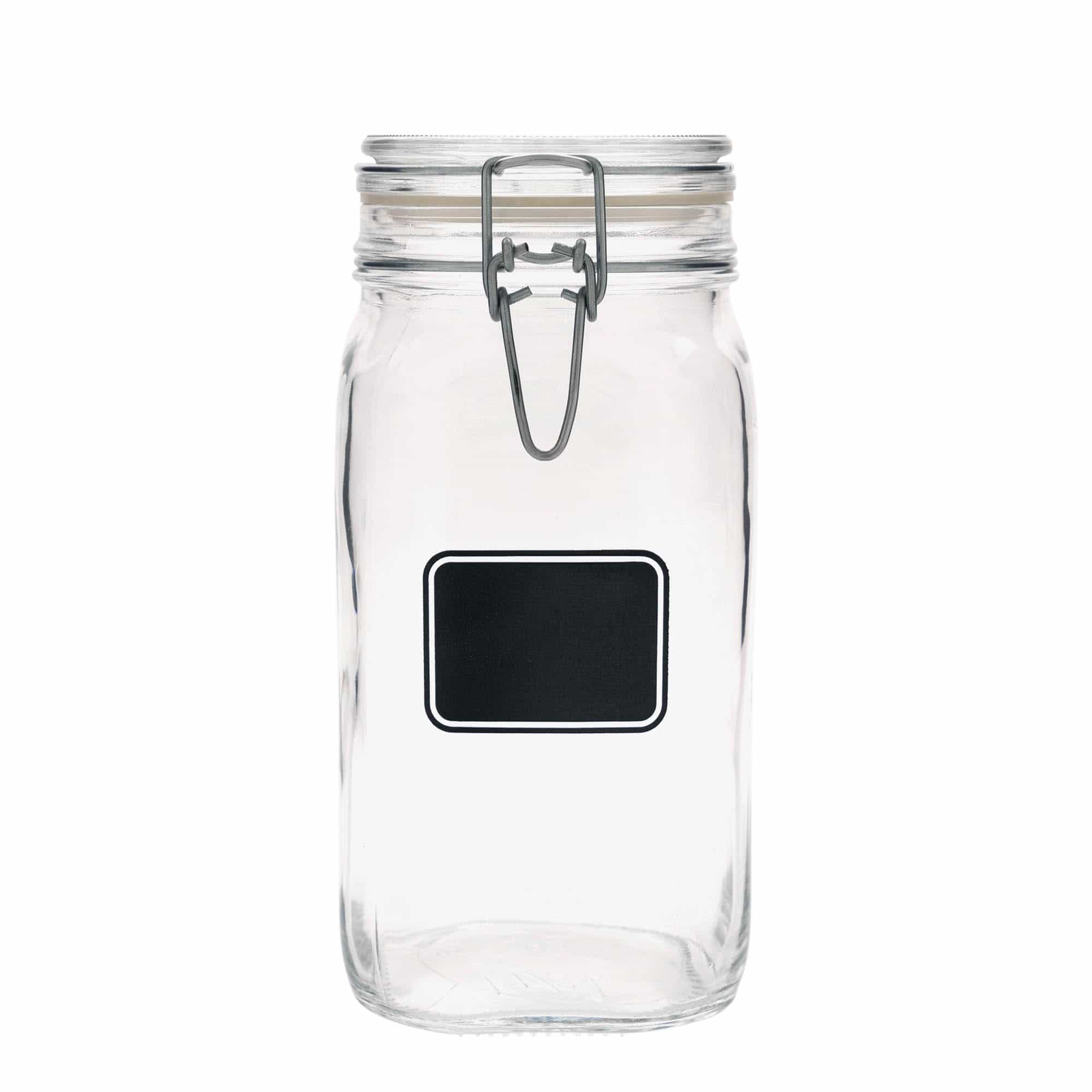 1.500 ml Barattolo ermetico 'Fido', motivo: Etichetta/lavagna, quadrato, vetro, imboccatura: chiusura meccanica 1.500 ml Barattolo ermetico 'Fido', motivo: Etichetta/lavagna, quadrato, vetro, imboccatura: chiusura meccanica