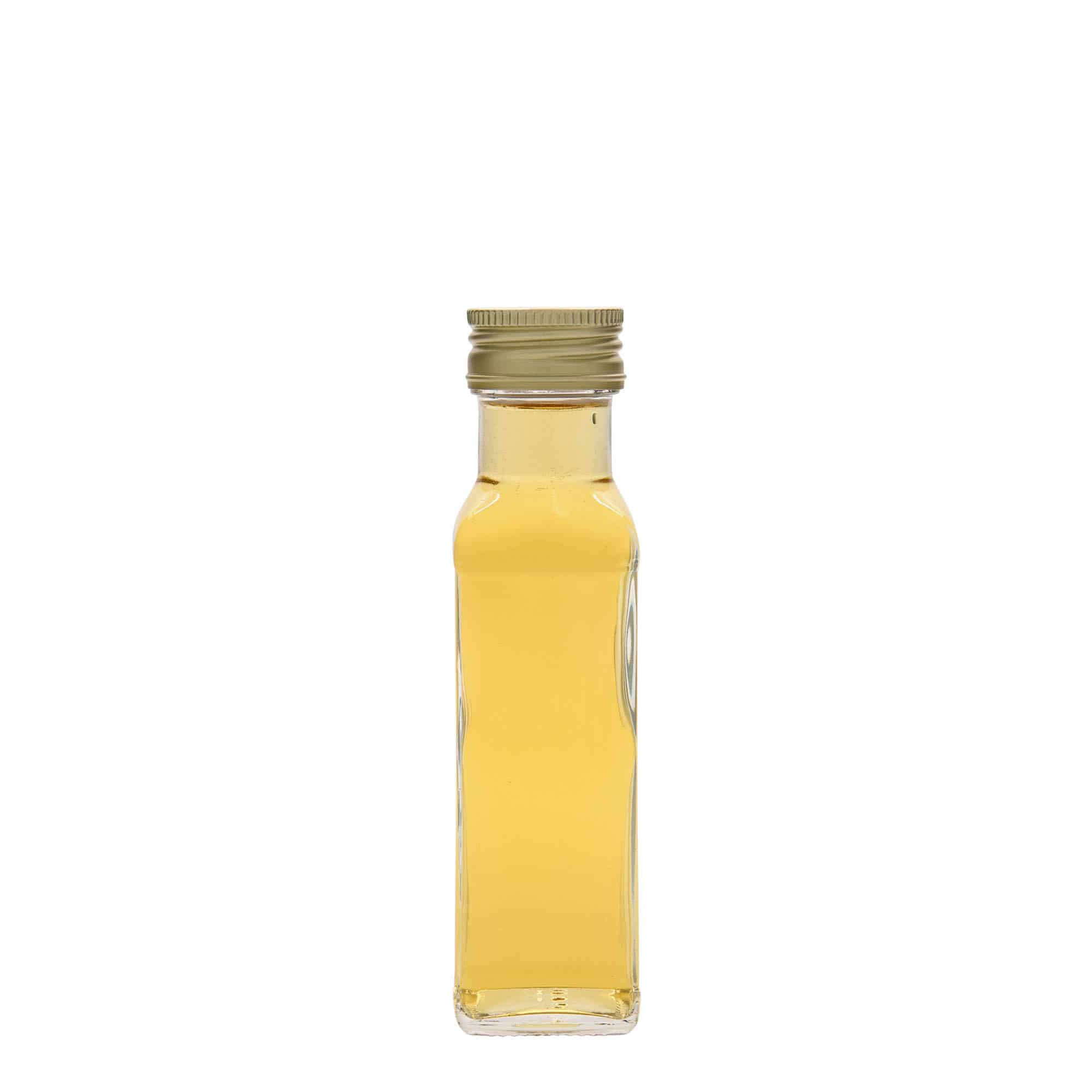 Bottiglia di vetro da 100 ml 'Marasca', quadrata, bocca: PP 31,5