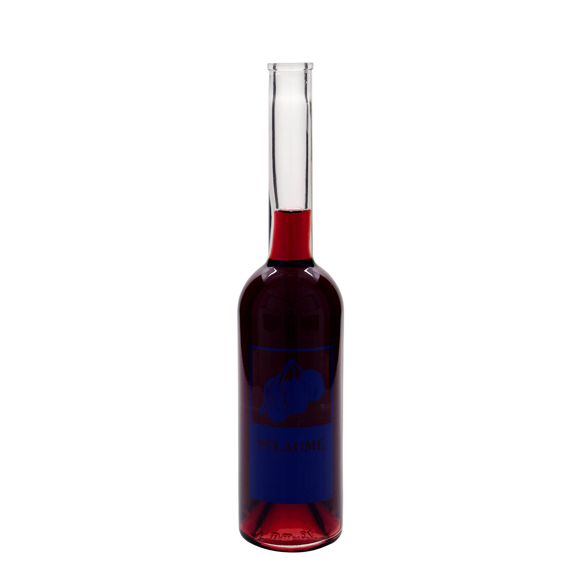Bottiglia di vetro da 500 ml 'Opera', motivo: prugna, bocca: sughero Bottiglia di vetro da 500 ml 'Opera', motivo: prugna, bocca: sughero