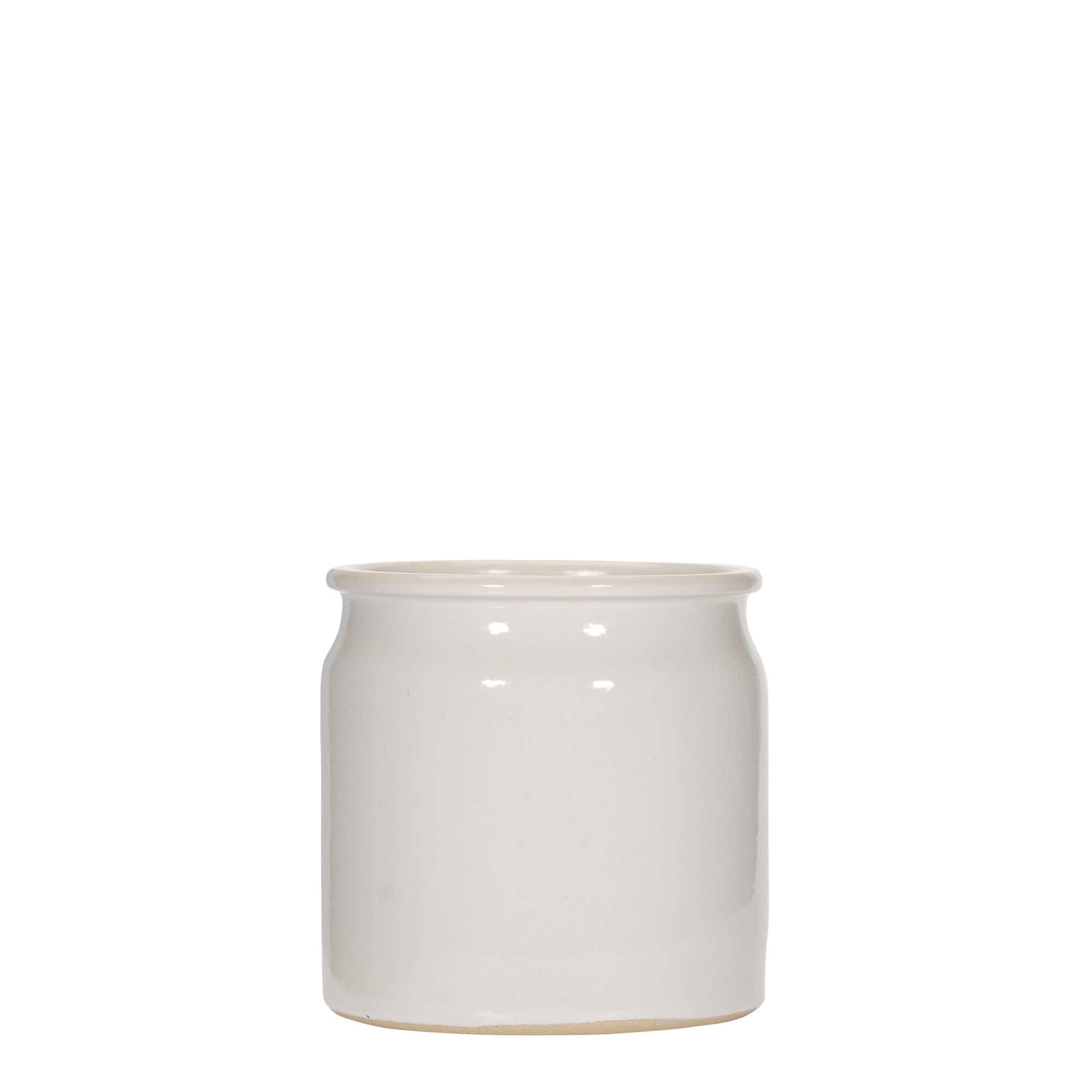 Vaso in gres da 160 ml, ceramica, bianco, bocca: sughero