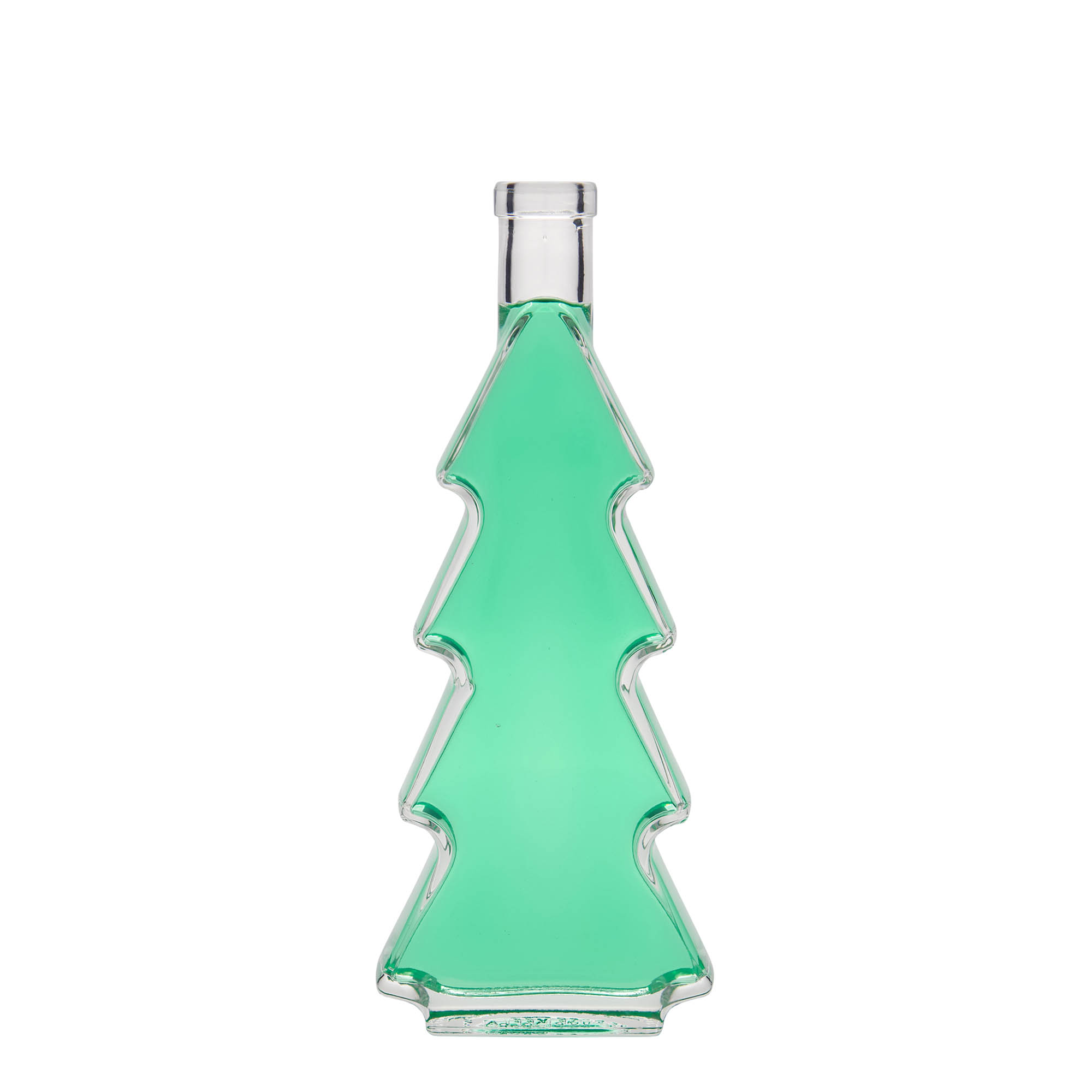 Bottiglia di vetro da 350 ml 'Albero di Natale', bocca: sughero