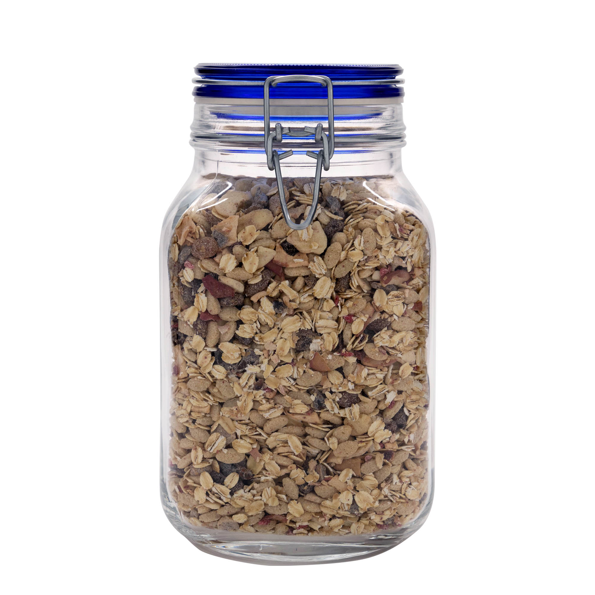 Barattolo con chiusura a filo 'Fido' da 2.000 ml, tappo blu, quadrato, apertura: chiusura a filo Barattolo con chiusura a filo 'Fido' da 2.000 ml, tappo blu, quadrato, apertura: chiusura a filo