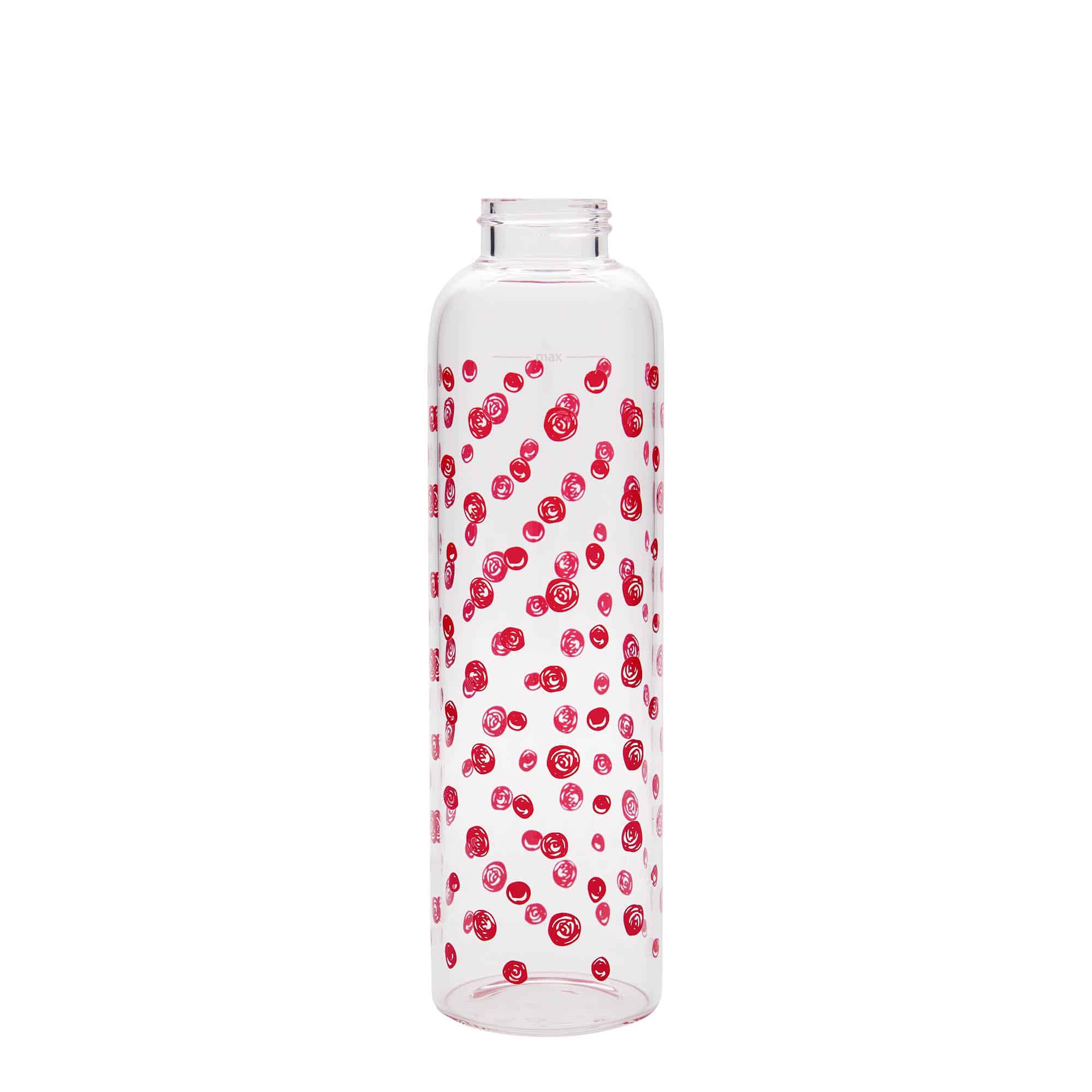 500 ml Borraccia 'Perseus', motivo: Pois rossi, vetro, imboccatura: a vite