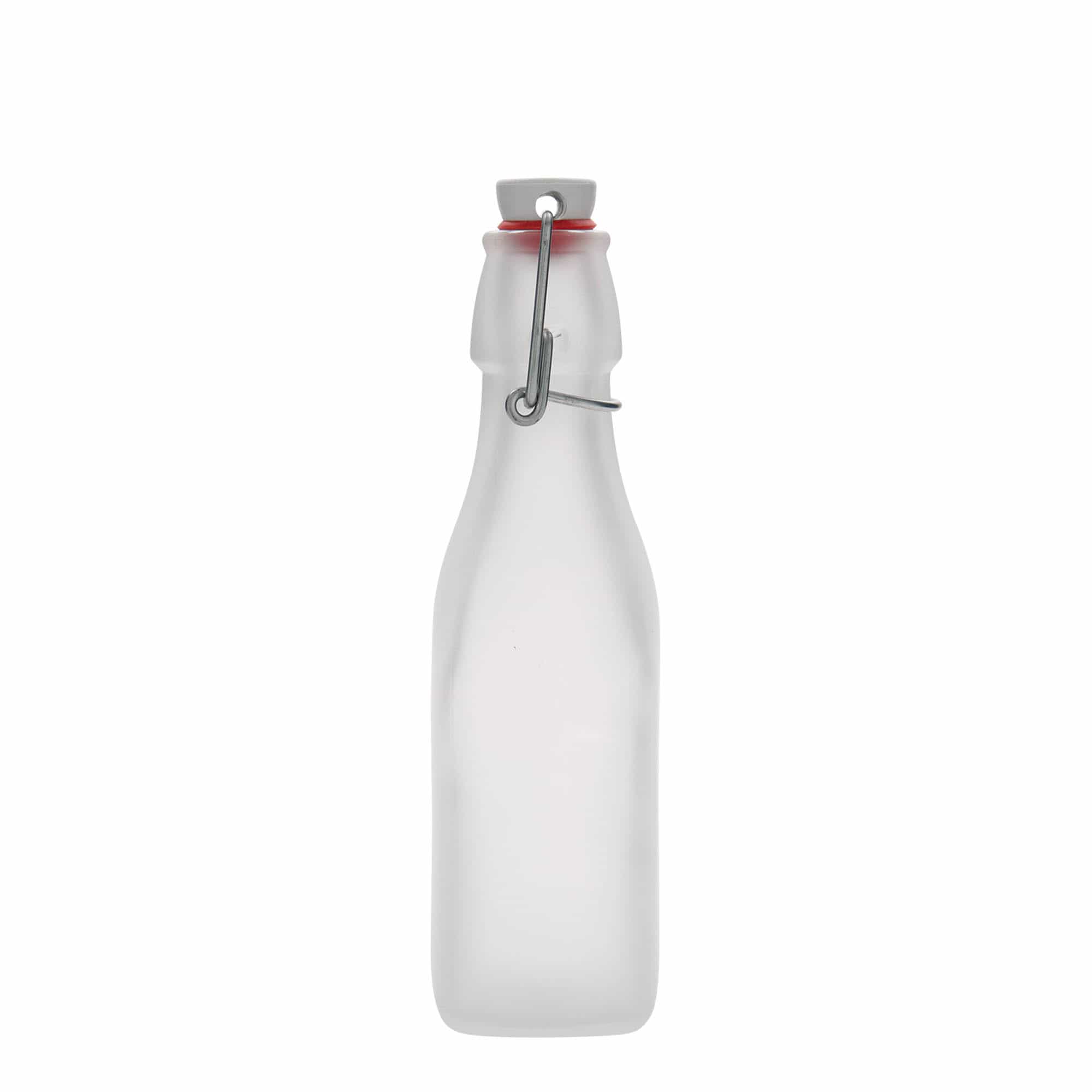 Bottiglia di vetro da 250 ml 'Swing, quadrata, bianca, bocca: chiusura a leva