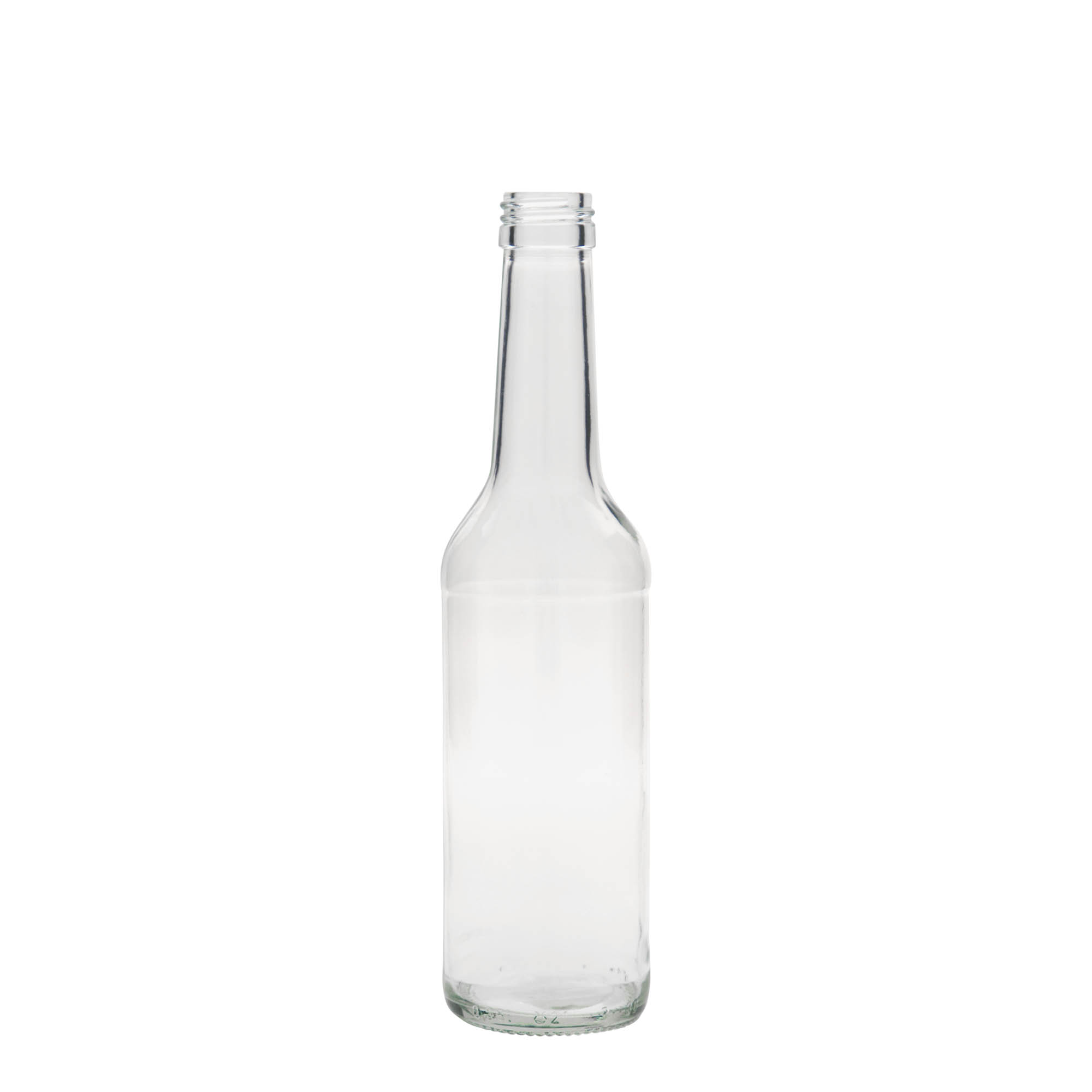 Bottiglia di vetro da 350 ml a collo dritto, bocca: PP 28 Bottiglia di vetro da 350 ml a collo dritto, bocca: PP 28