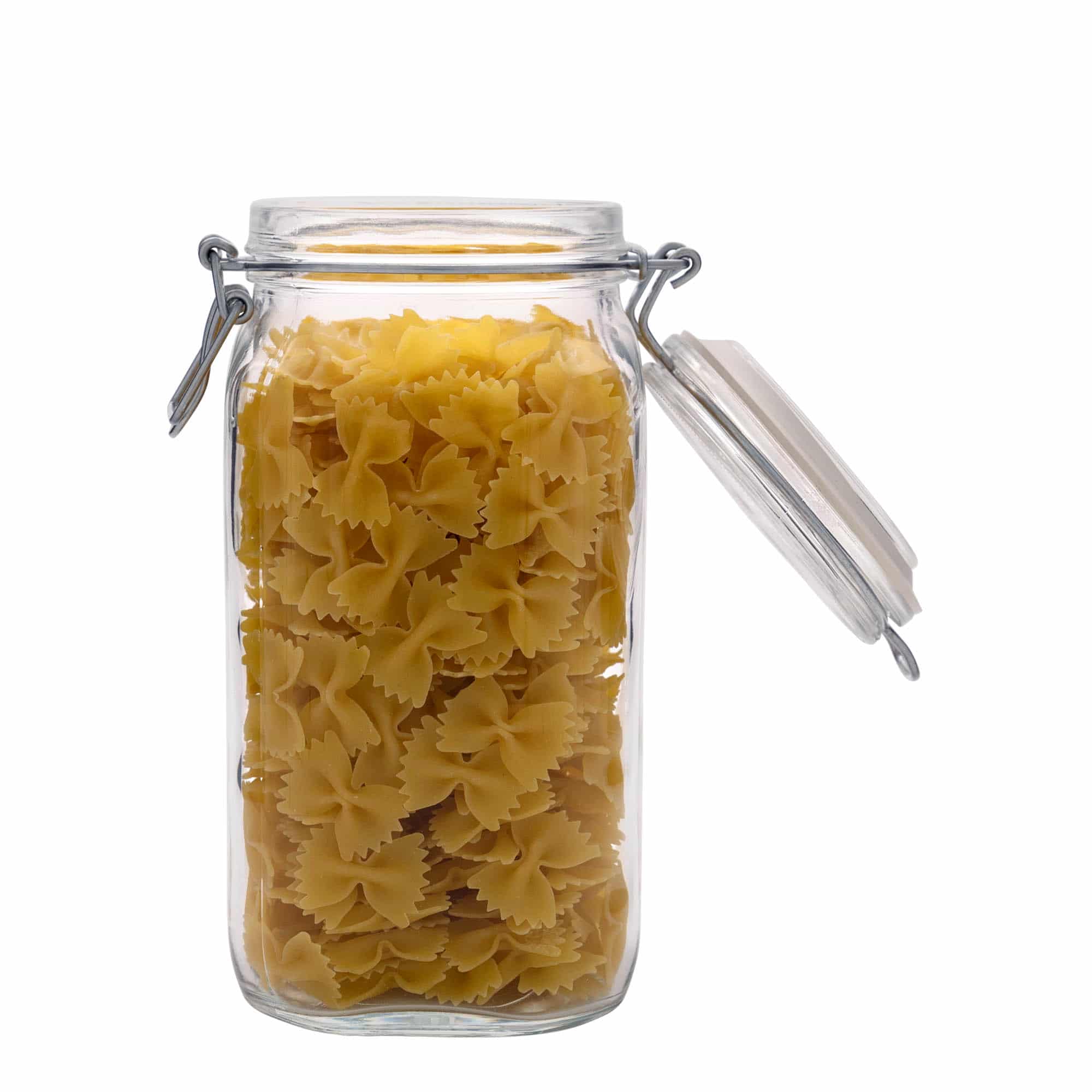 Barattolo in vetro con chiusura a filo 'Fido', quadrato, capacità 1.500 ml, apertura: chiusura a filo