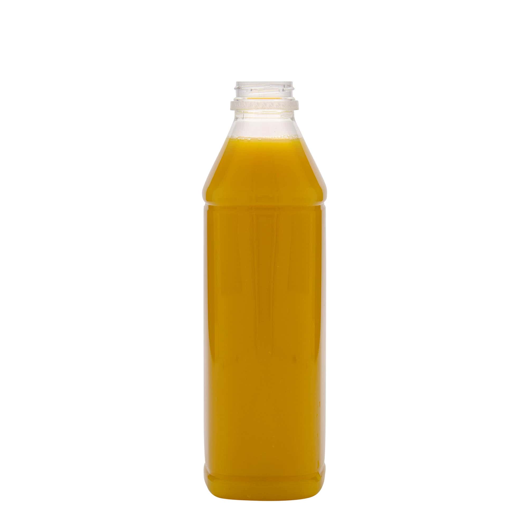 Bottiglia PET da 1.000 ml 'Milk and Juice Carré', quadrata, plastica, bocca: 38 mm