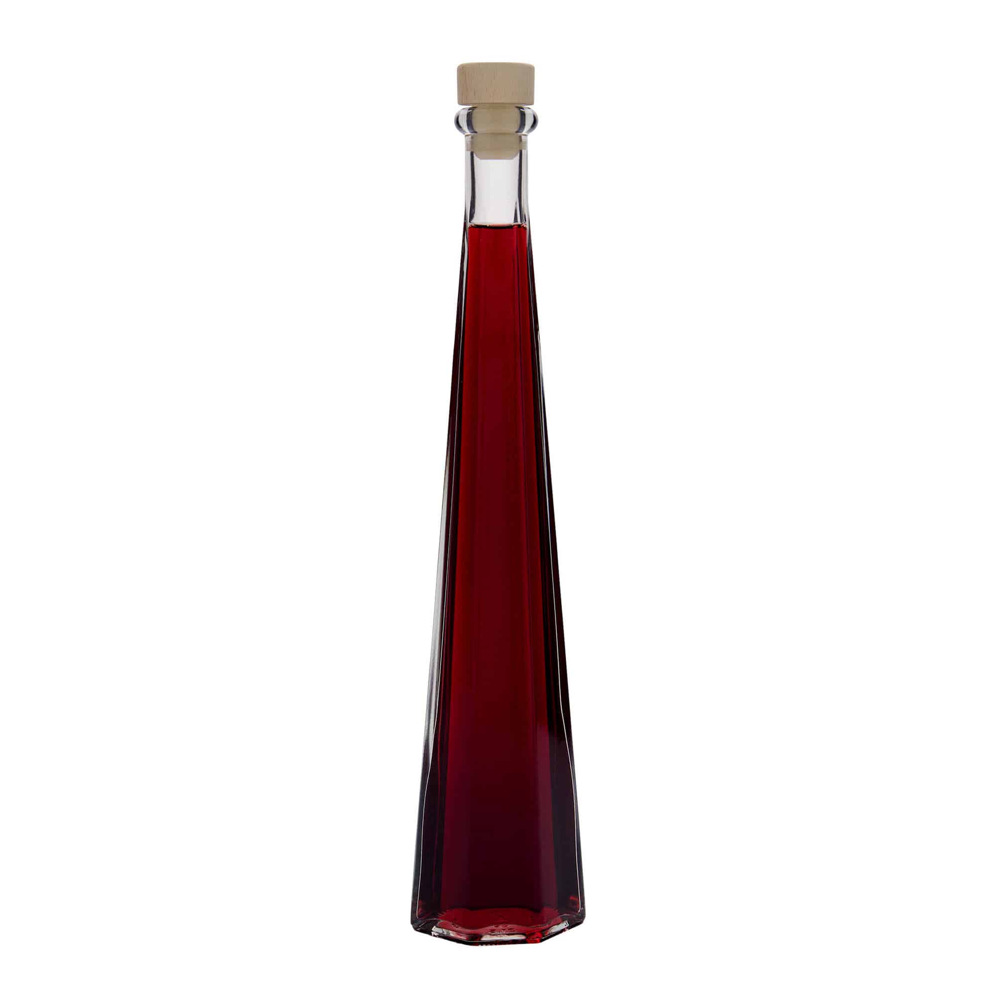 200 ml Bottiglia di vetro 'Dama sexta', esagonale, imboccatura: fascetta