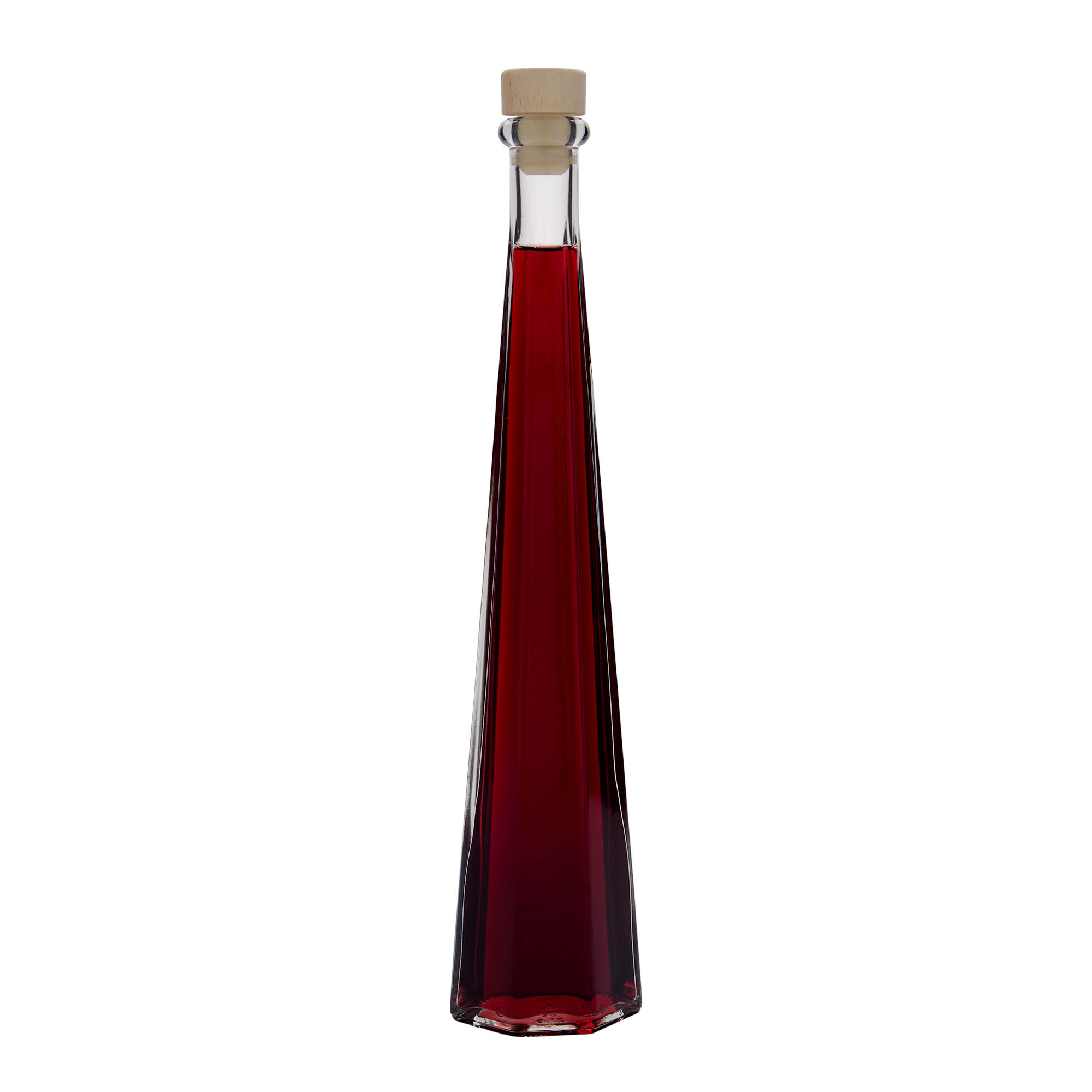 Bottiglia di vetro da 200 ml 'Dama Sexta', esagonale, bocca: tappo di sughero Bottiglia di vetro da 200 ml 'Dama Sexta', esagonale, bocca: tappo di sughero