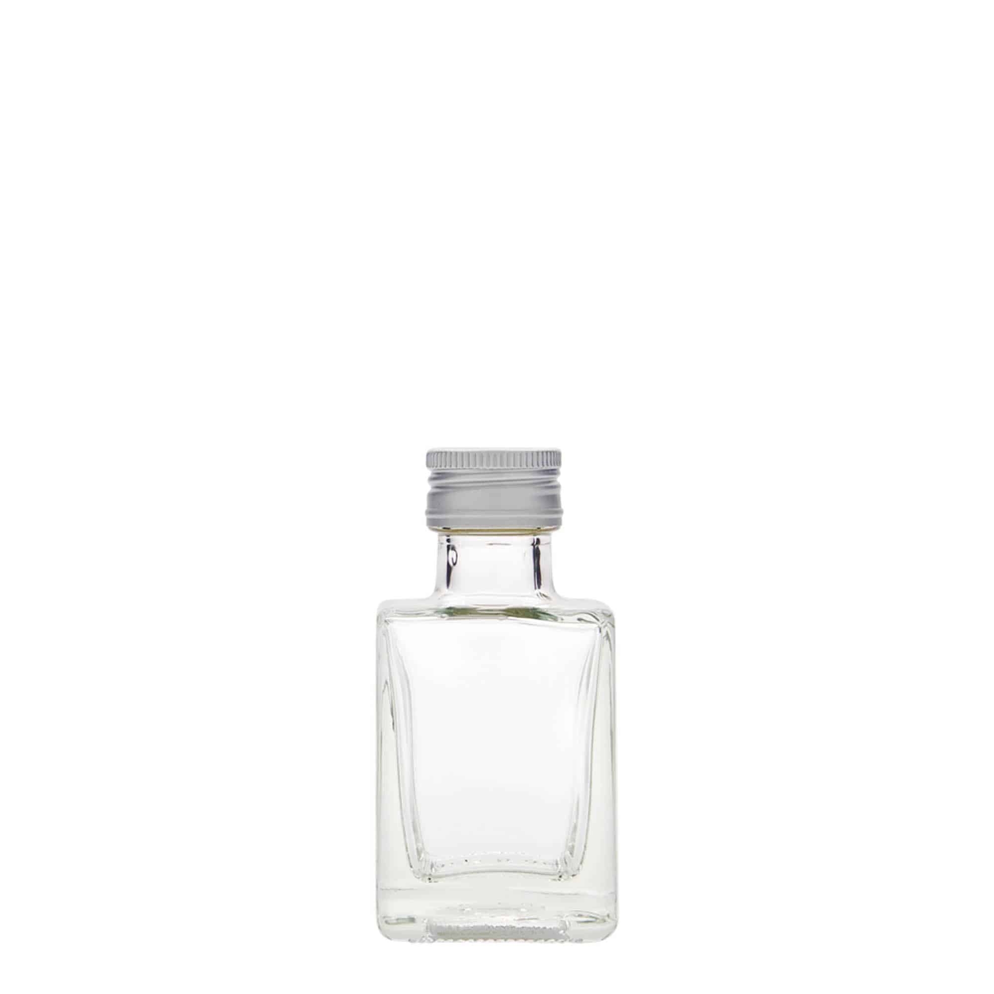 50 ml Bottiglia di vetro 'Cube', quadrata, imboccatura: PP 24