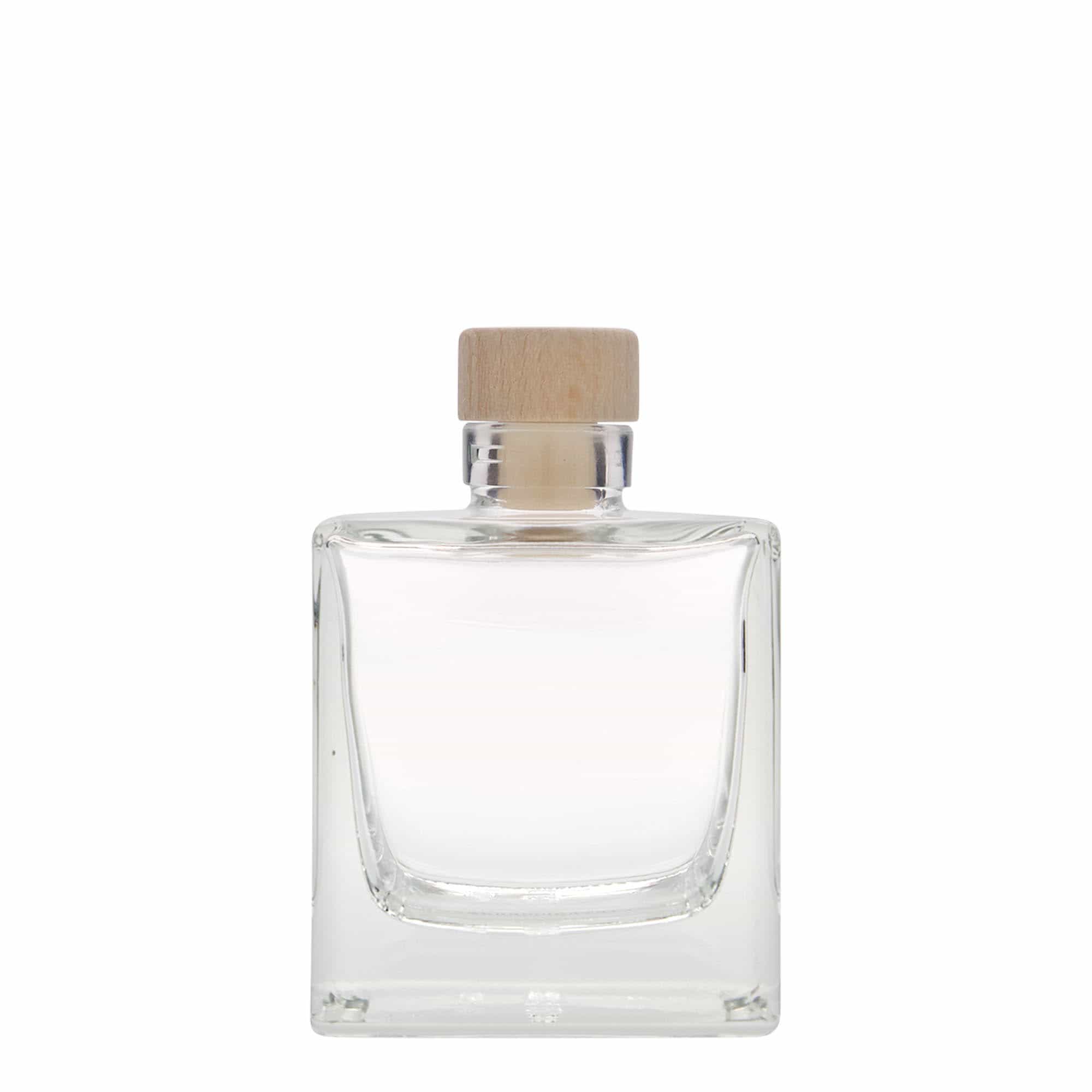 200 ml Bottiglia di vetro 'Cube', quadrata, imboccatura: fascetta