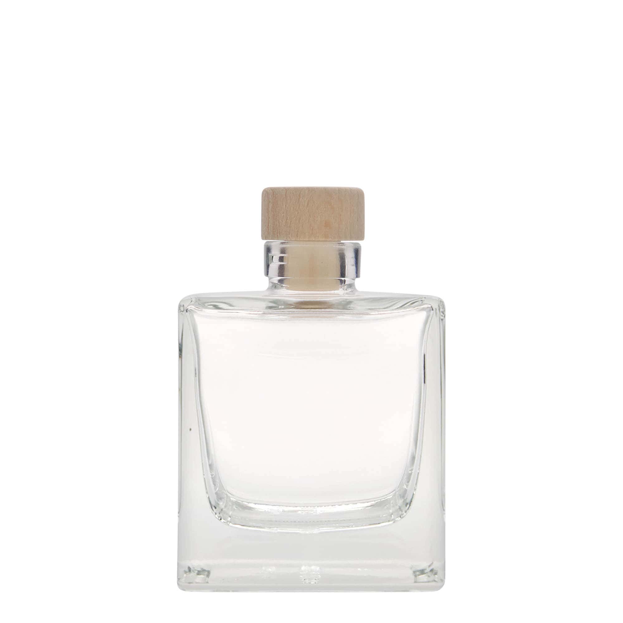 Bottiglia di vetro da 200 ml 'Cube', quadrata, bocca: sughero