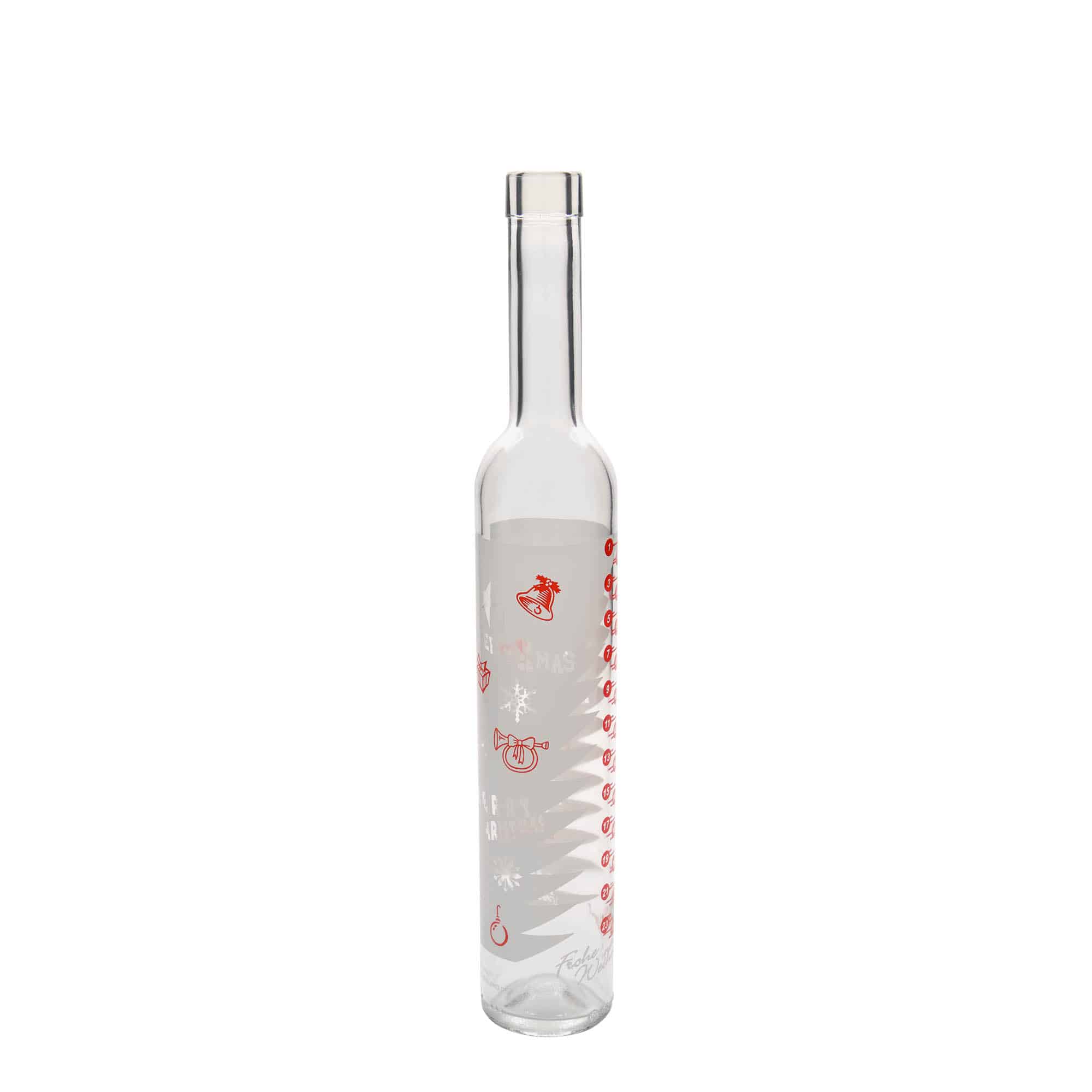 500 ml Bottiglia di vetro 'Maximo', stampa: Calendario dell'Avvento, imboccatura: fascetta 500 ml Bottiglia di vetro 'Maximo', stampa: Calendario dell'Avvento, imboccatura: fascetta