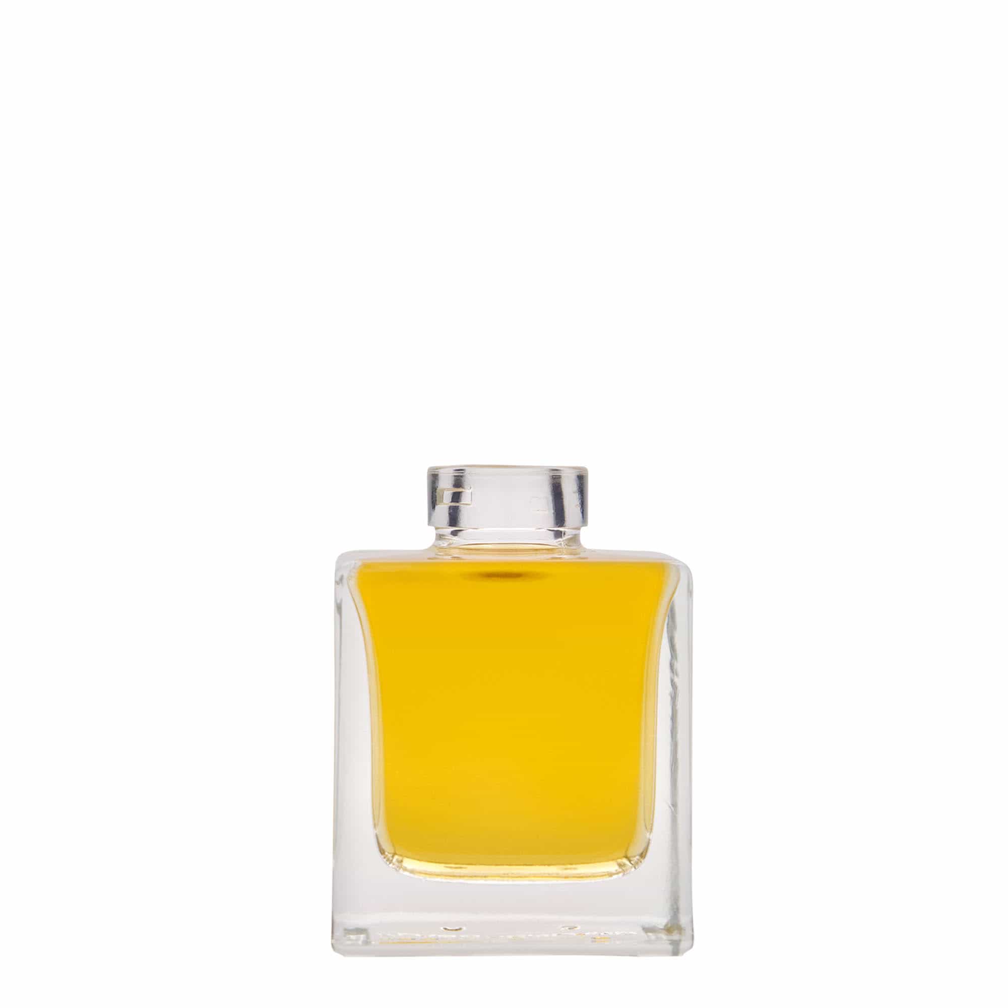 Bottiglia di vetro da 100 ml 'Cube', quadrata, bocca: sughero
