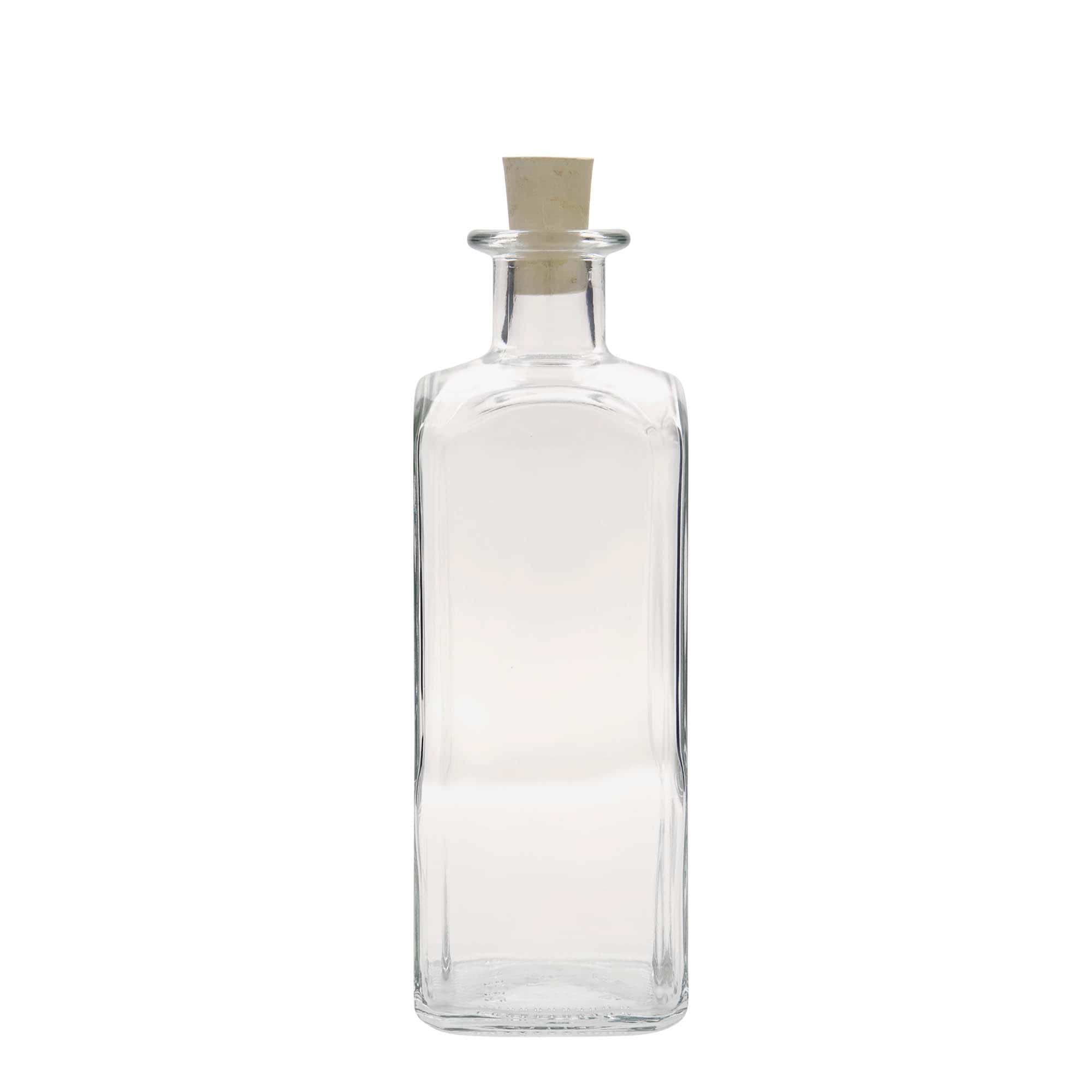 Bottiglia di vetro da 500 ml Apotheker Carré, quadrata, bocca: sughero
