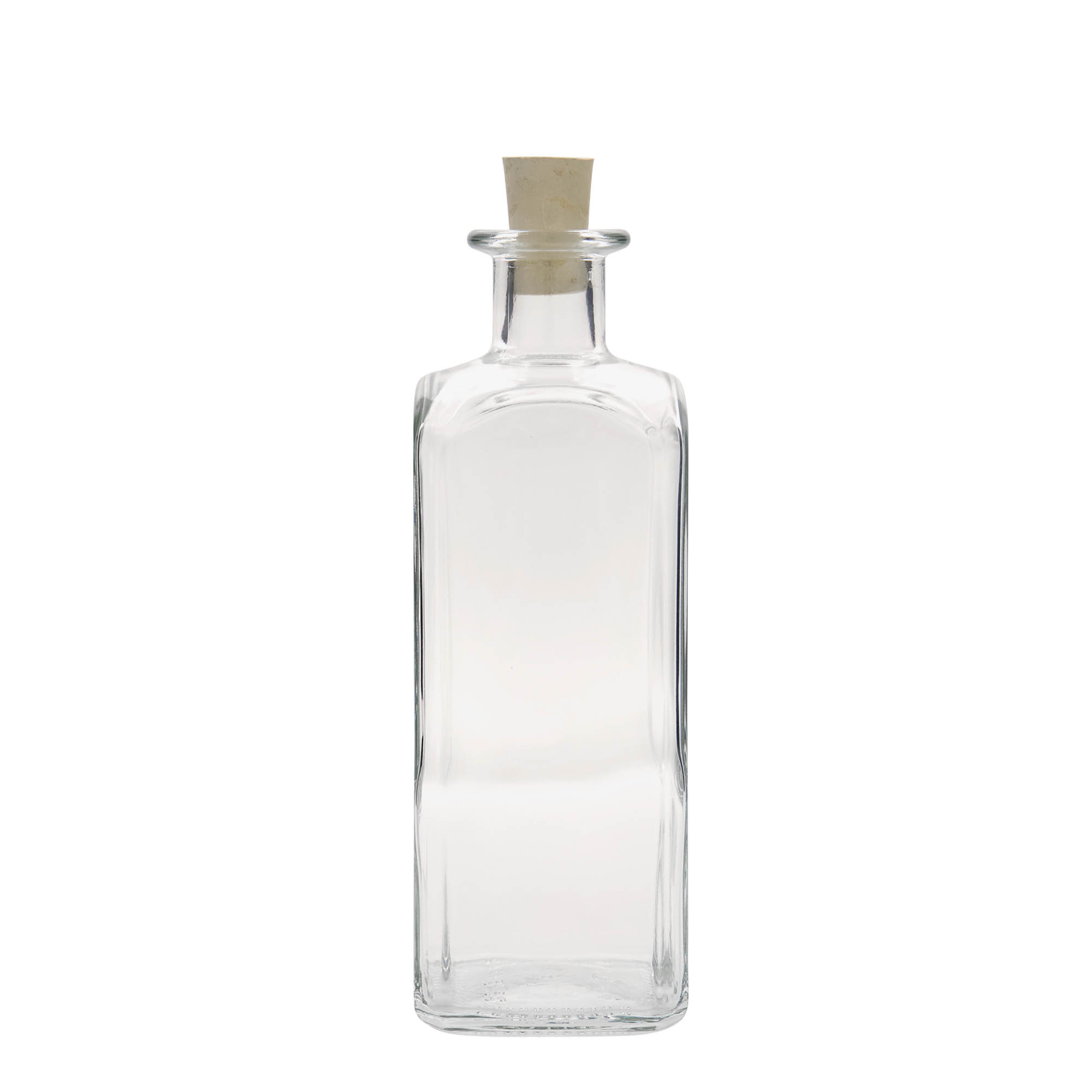Bottiglia di vetro da 500 ml Apotheker Carré, quadrata, bocca: sughero