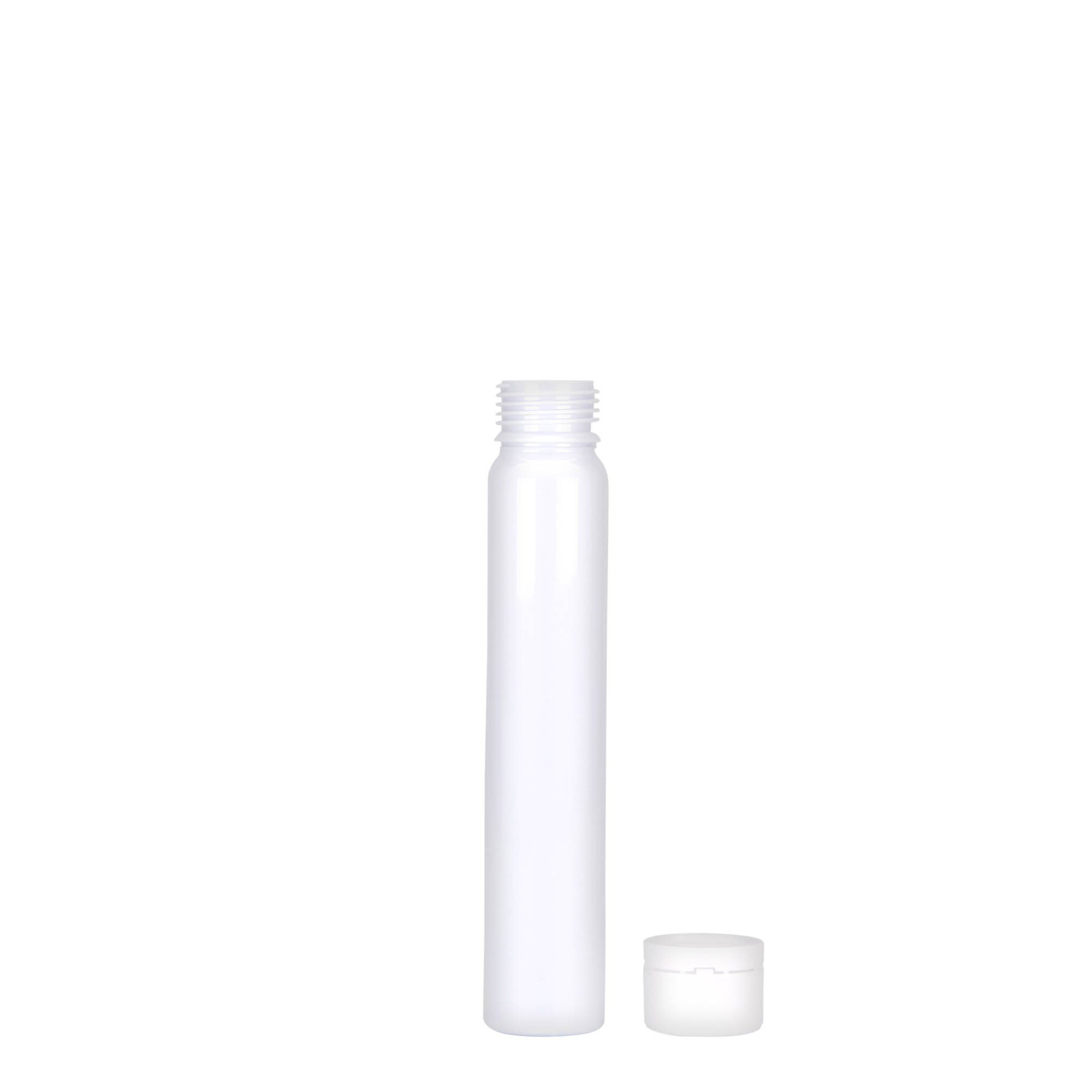 25 ml provetta in PET, plastica, bianca, apertura: chiusura a vite