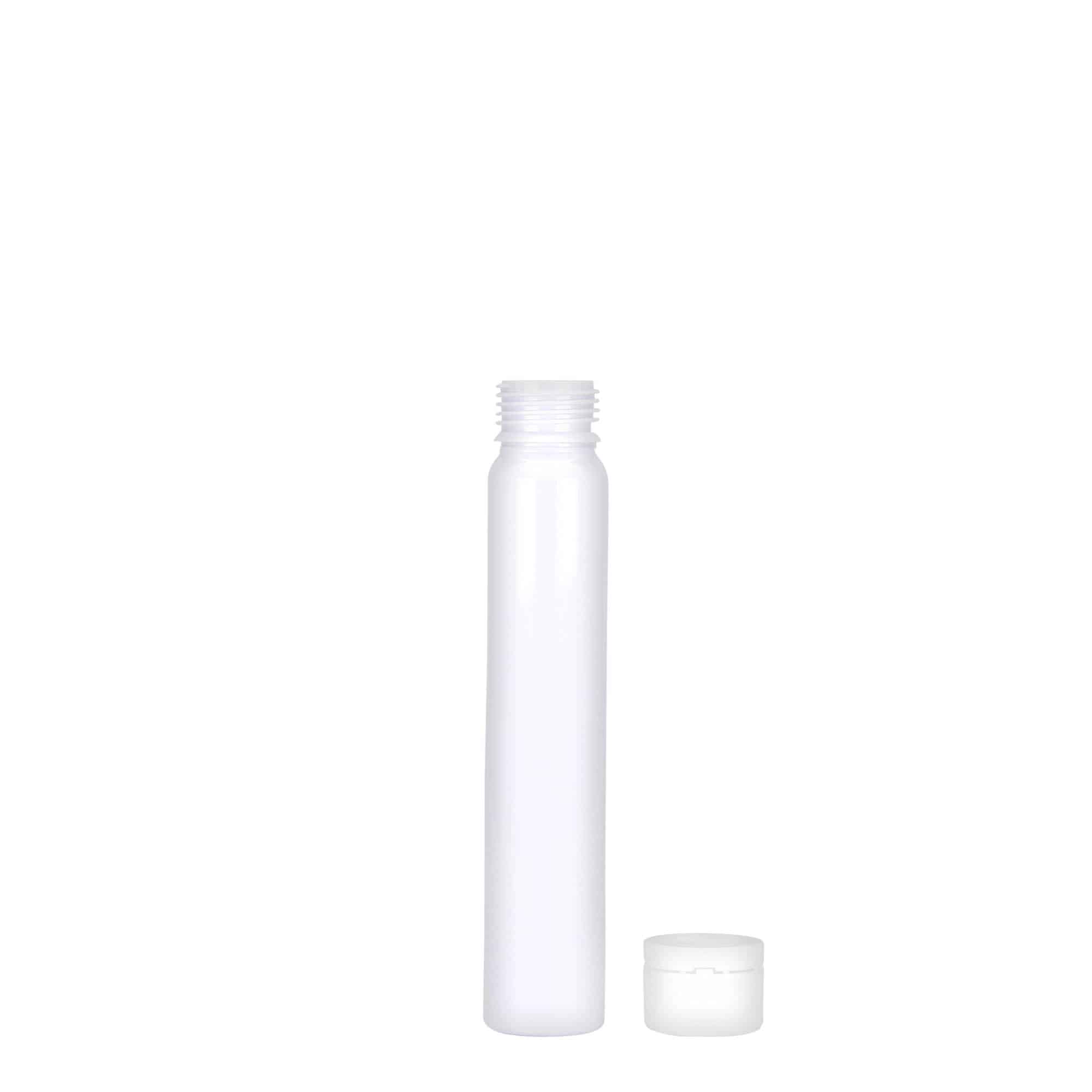 25 ml provetta in PET, plastica, bianca, apertura: chiusura a vite