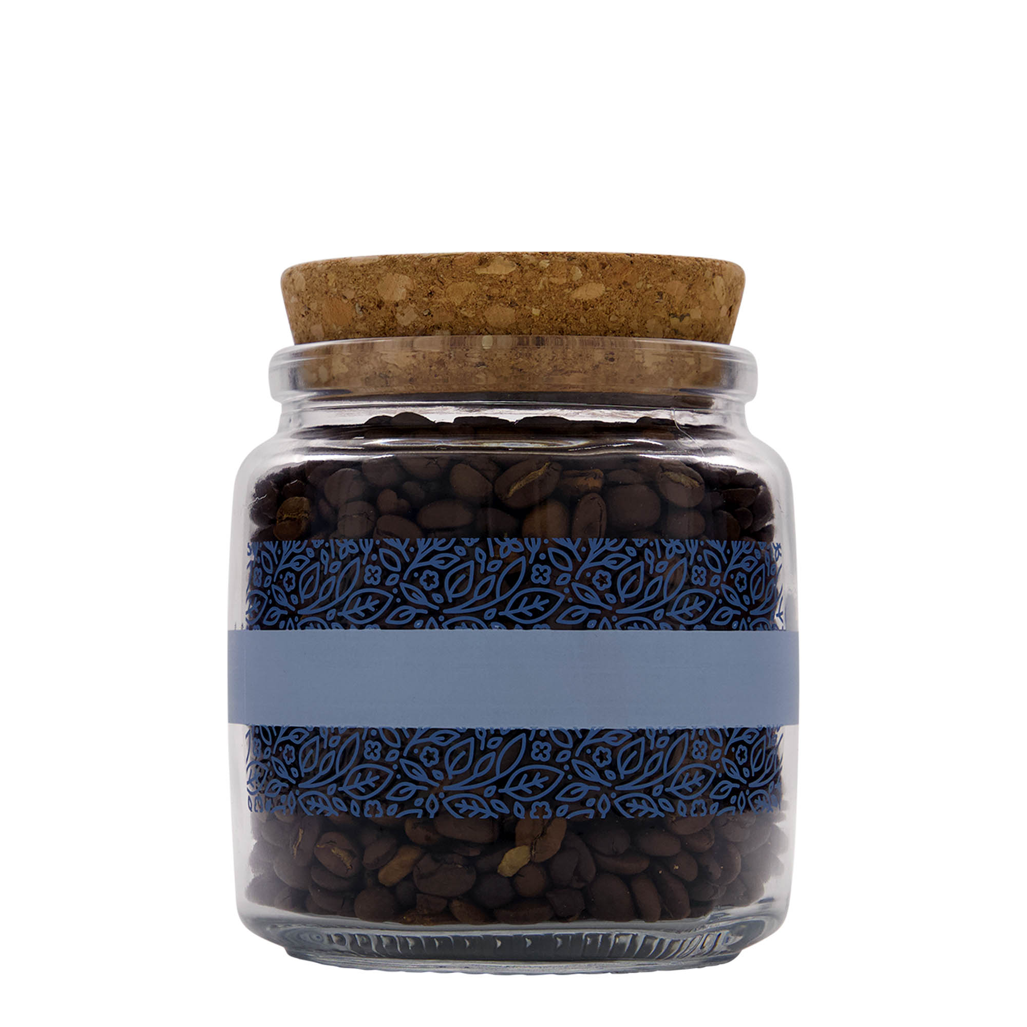 750 ml Vetro con tappo di sughero 'Giara', motivo: Naturalmente blu, bocca: sughero 750 ml Vetro con tappo di sughero 'Giara', motivo: Naturalmente blu, bocca: sughero