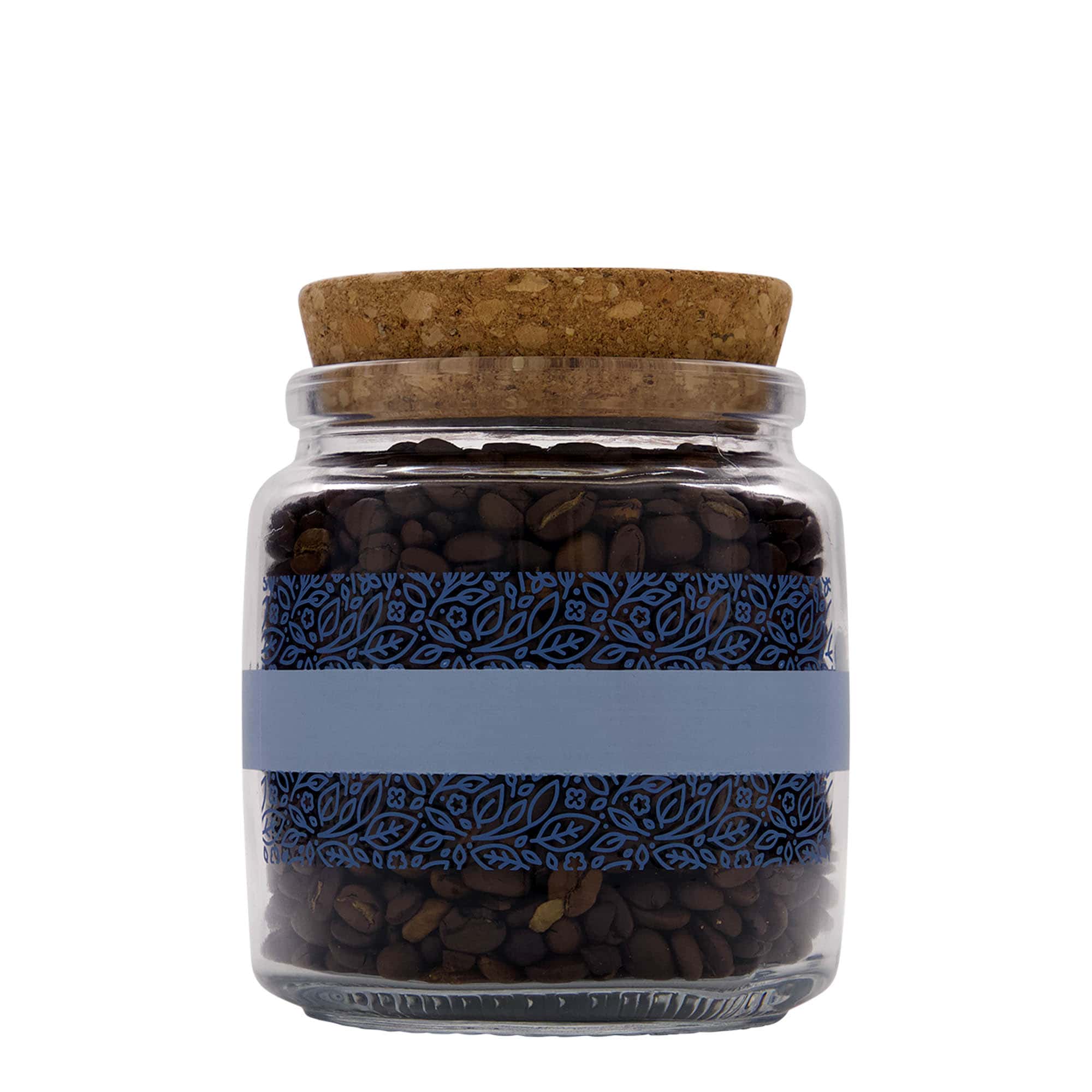 750 ml Vetro con tappo di sughero 'Giara', motivo: Naturalmente blu, bocca: sughero