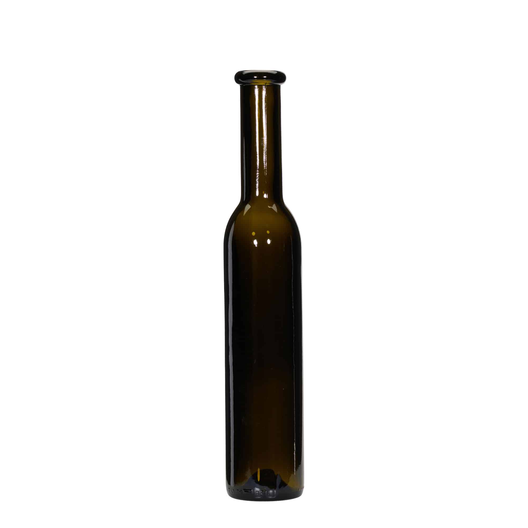 250 ml Bottiglia di vetro 'Rocky', verde antico, imboccatura: fascetta